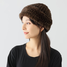 ミンクヤーン ニット帽子