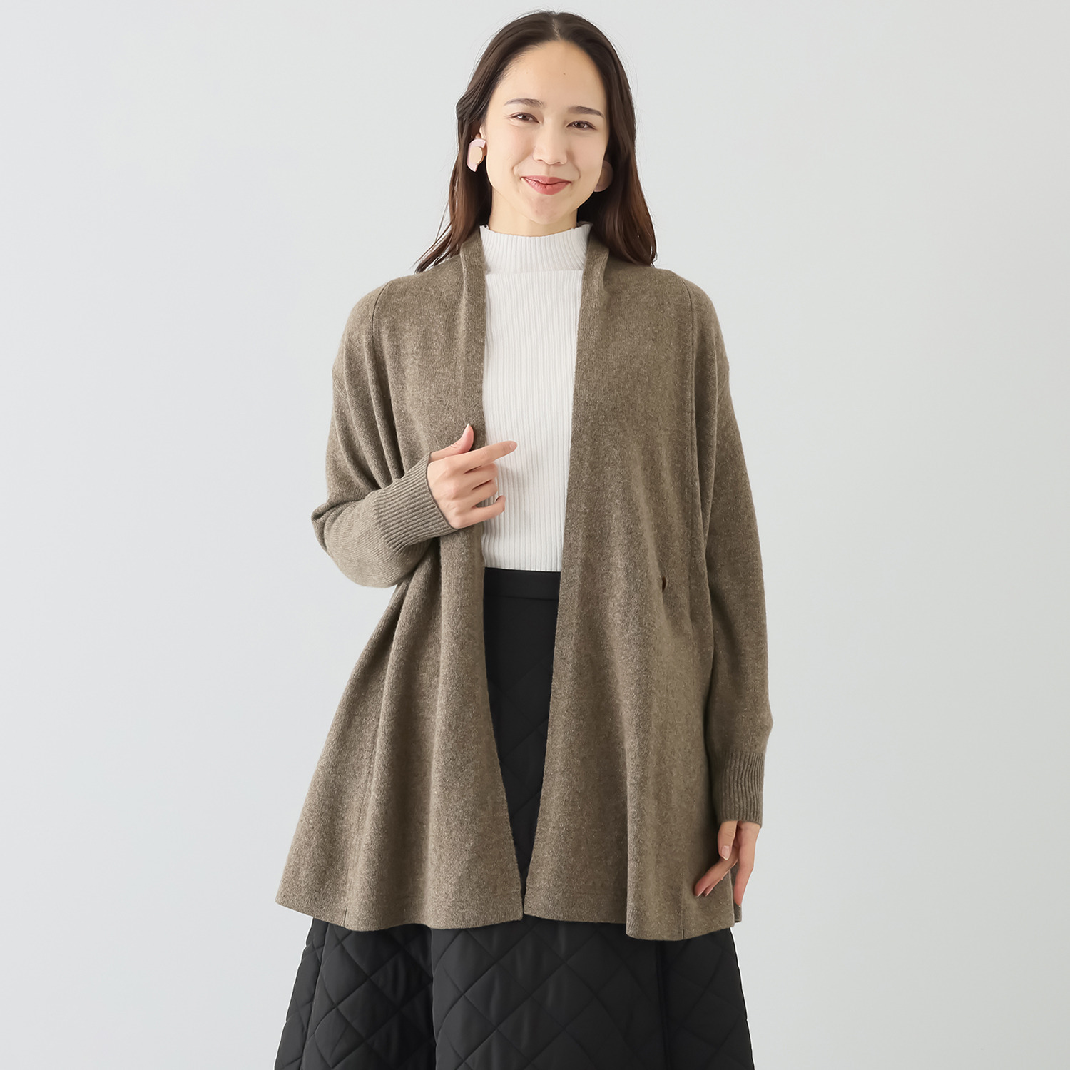 ネイチャーズ 無染色ヤク Ａライン カーディガン