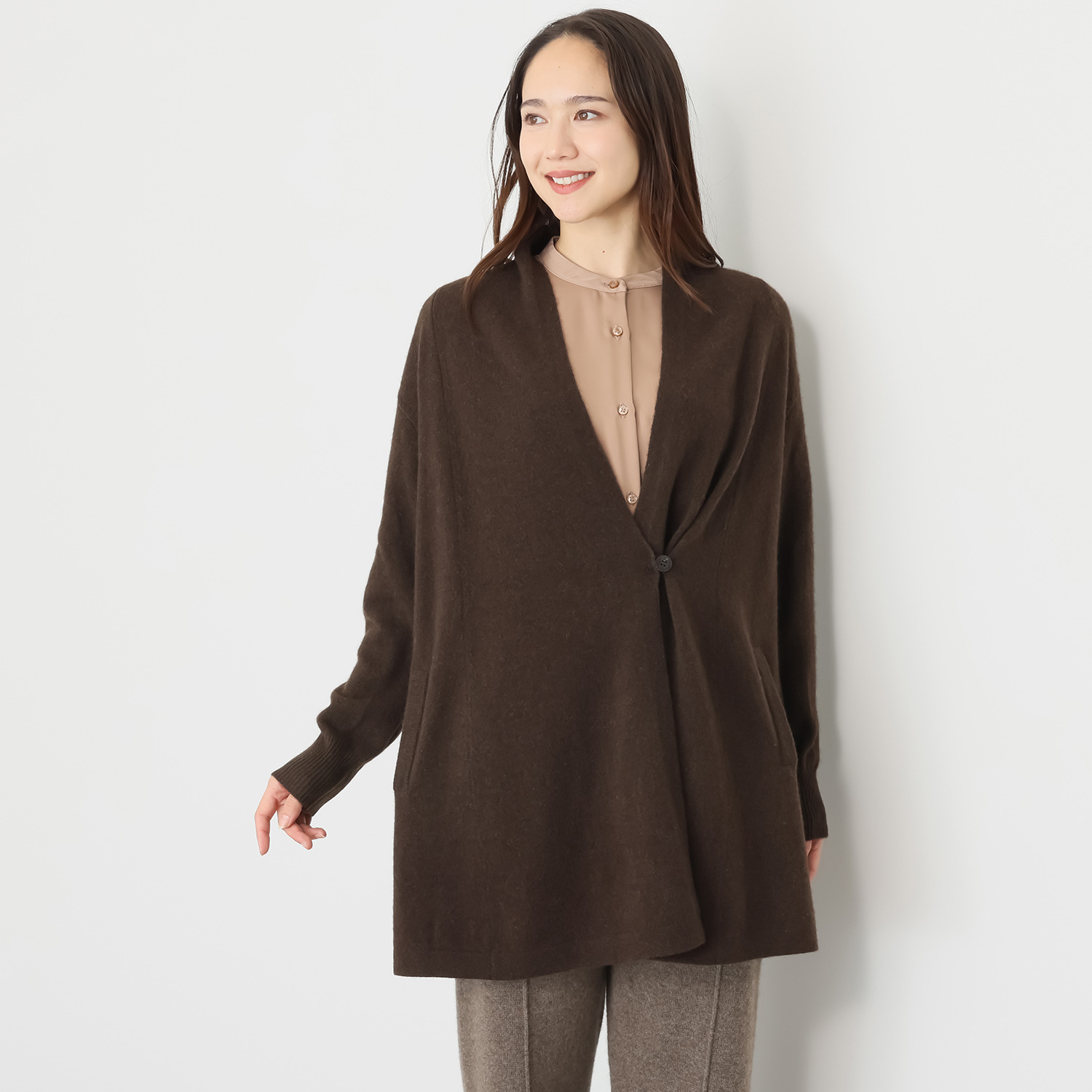 ネイチャーズ 無染色ヤク Ａライン カーディガン