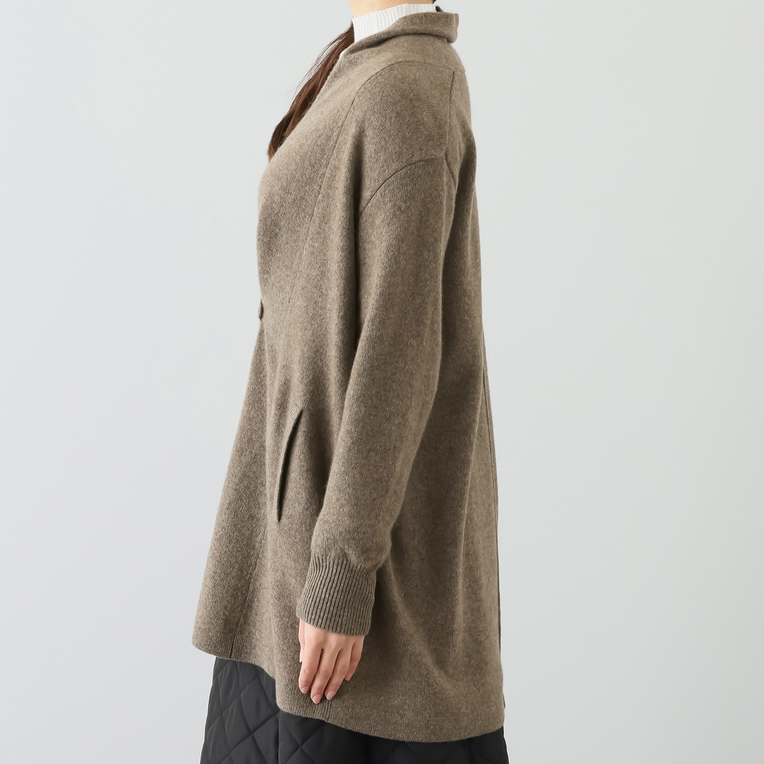 ネイチャーズ 無染色ヤク Ａライン カーディガン