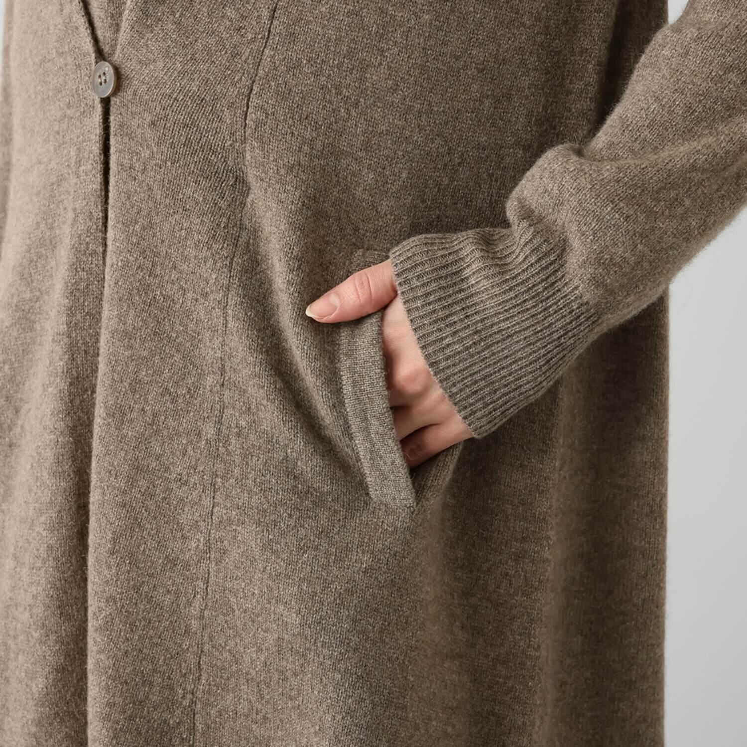 ネイチャーズ 無染色ヤク Ａライン カーディガン