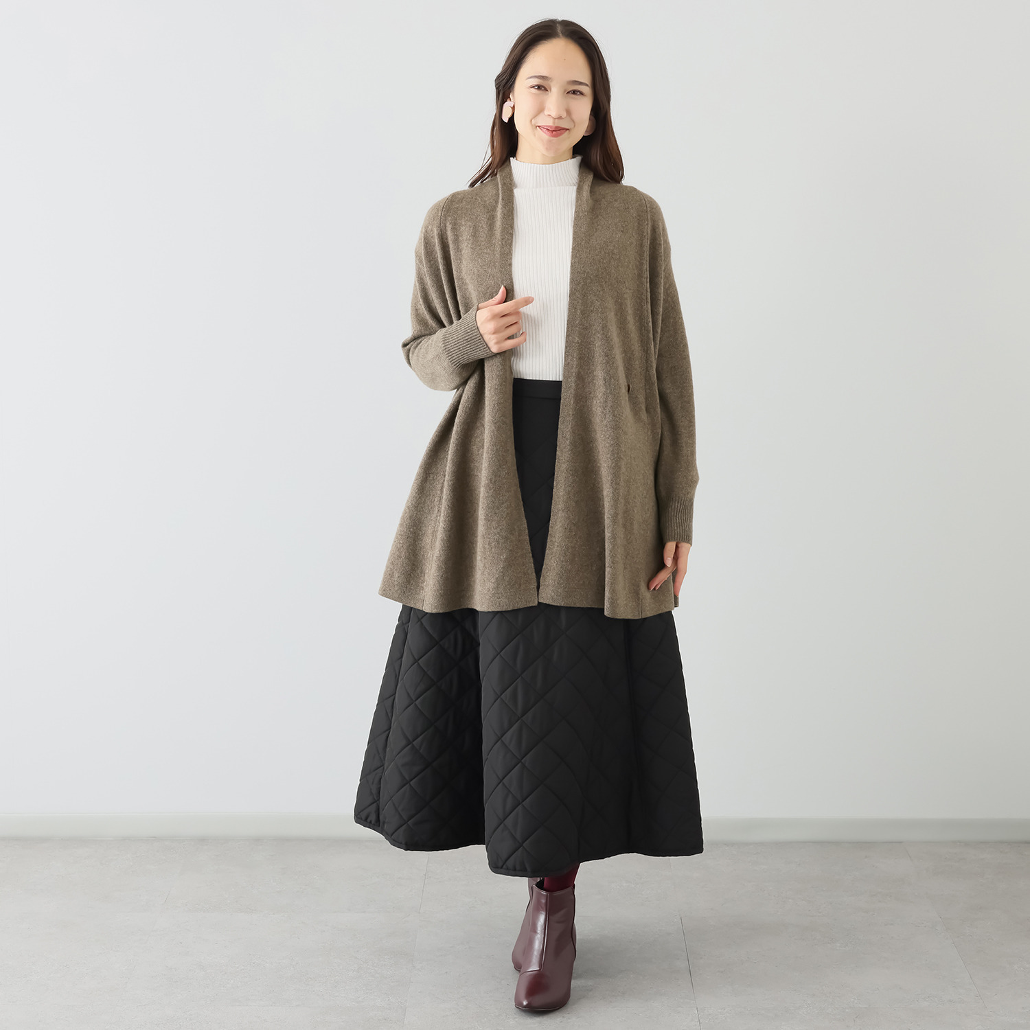 ネイチャーズ 無染色ヤク Ａライン カーディガン