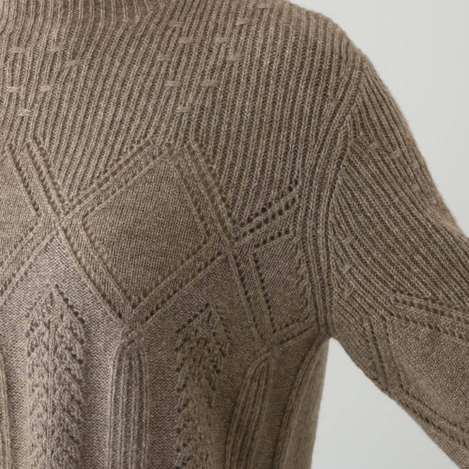 ネイチャーズ 無染色ヤク ダイヤ柄 チュニックプルオーバー