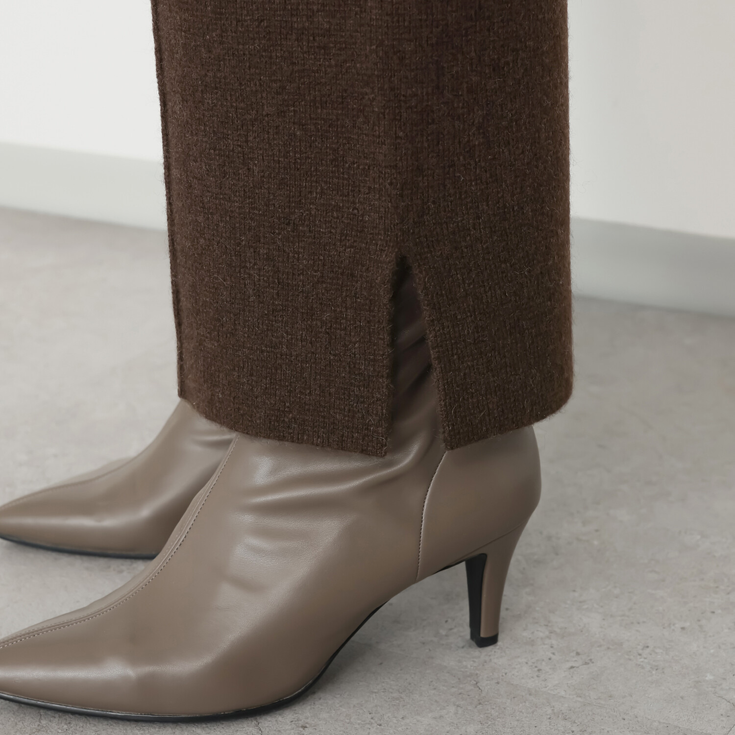 ネイチャーズ 無染色ヤク ミラノリブ ニットパンツ