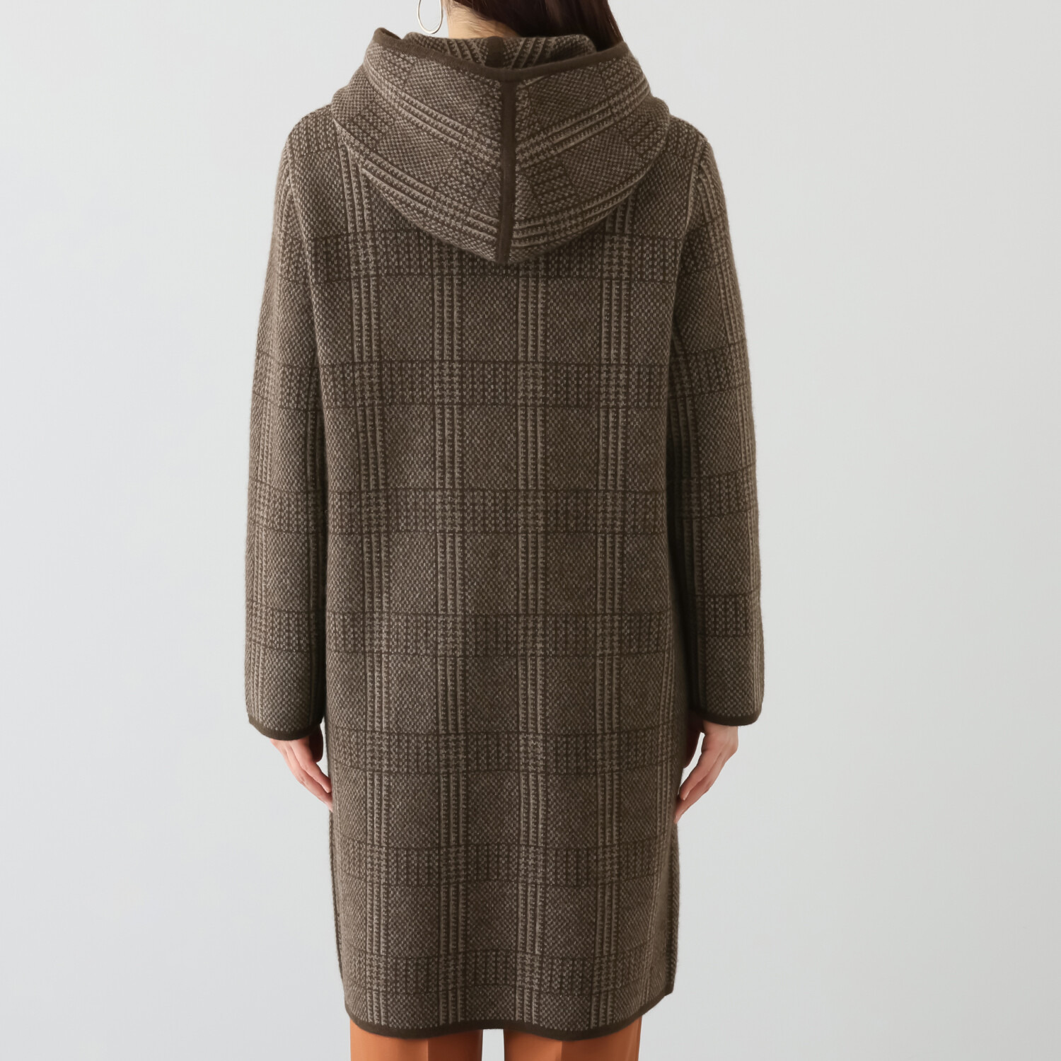 ネイチャーズ 無染色ヤク チェック柄 フーディーコート