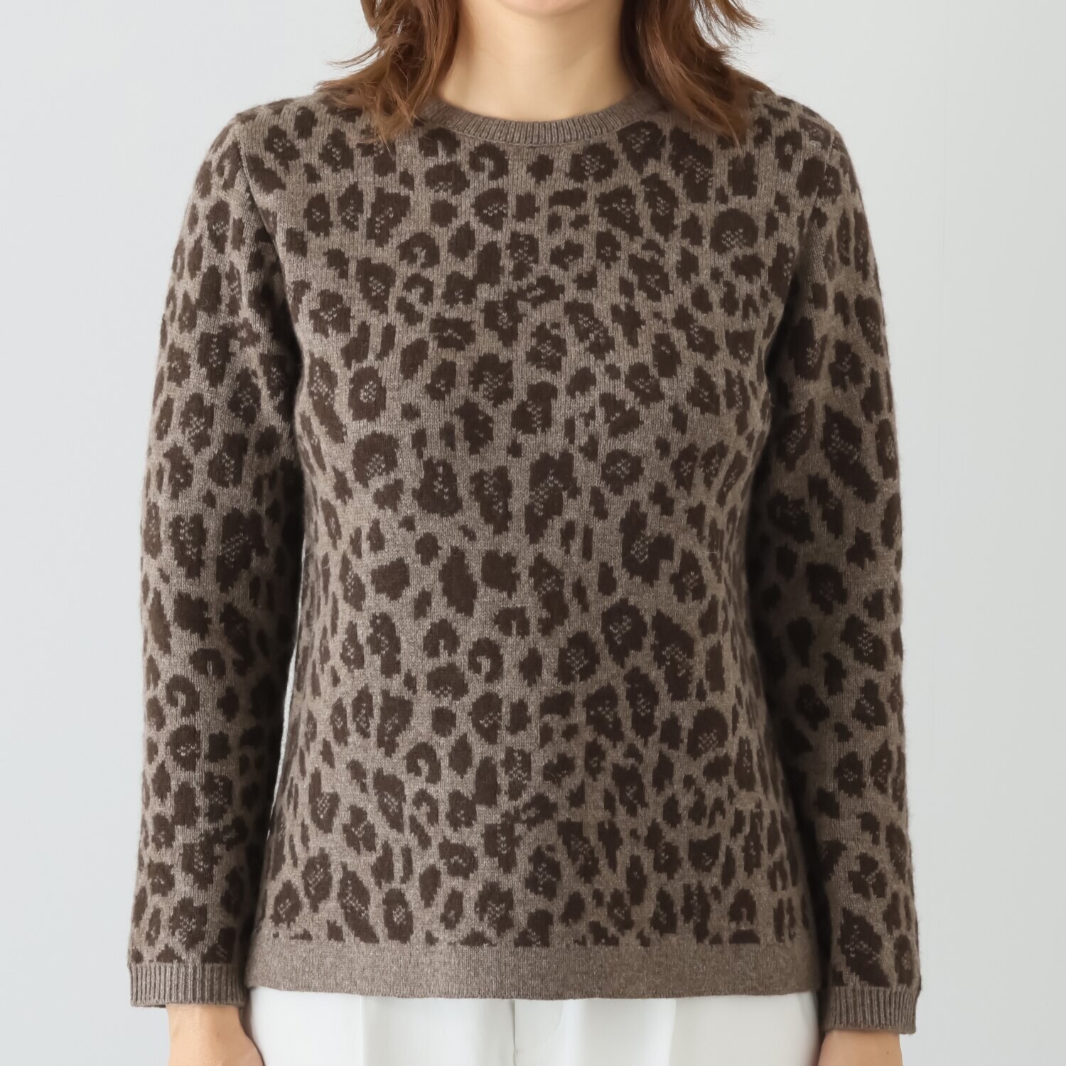 ネイチャーズ 無染色ヤク レオパード柄 プルオーバー