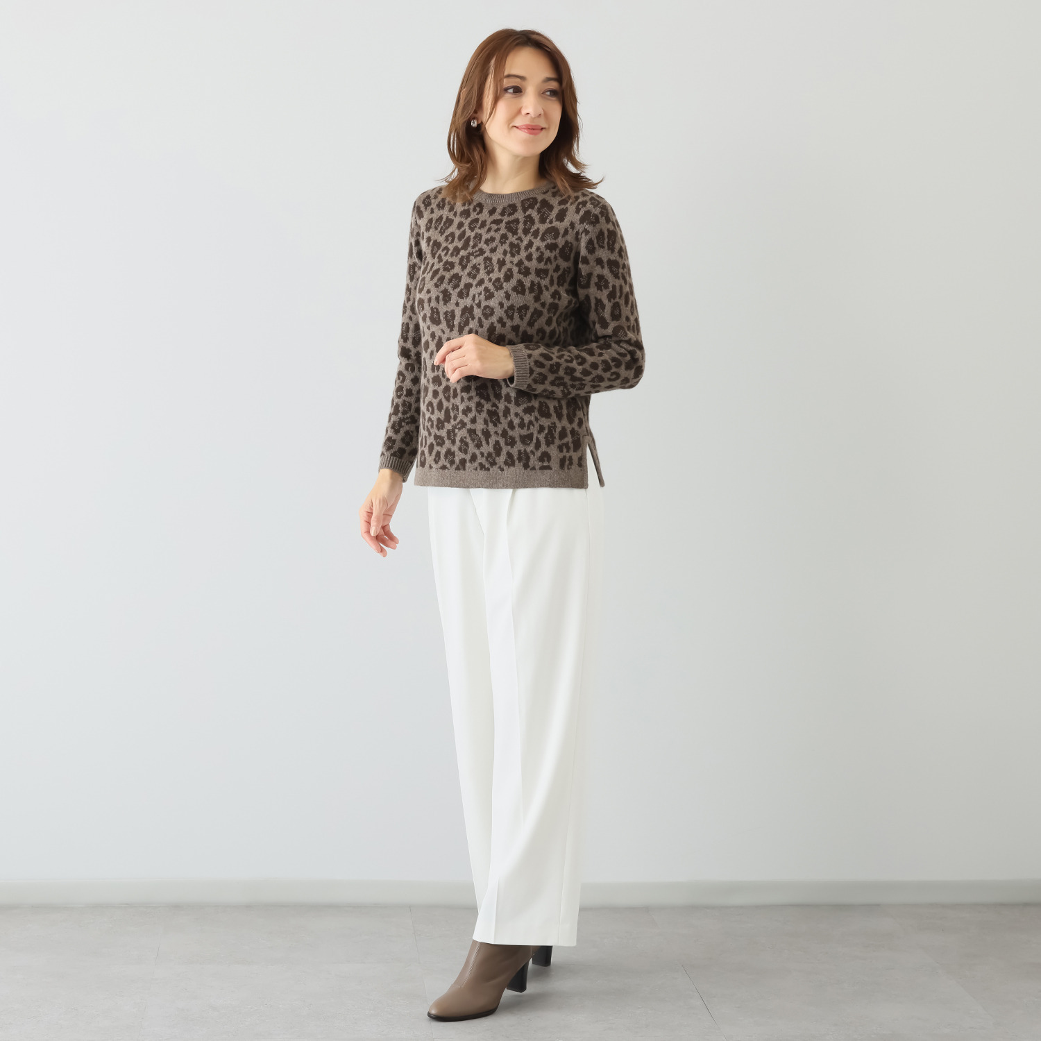 ネイチャーズ 無染色ヤク レオパード柄 プルオーバー