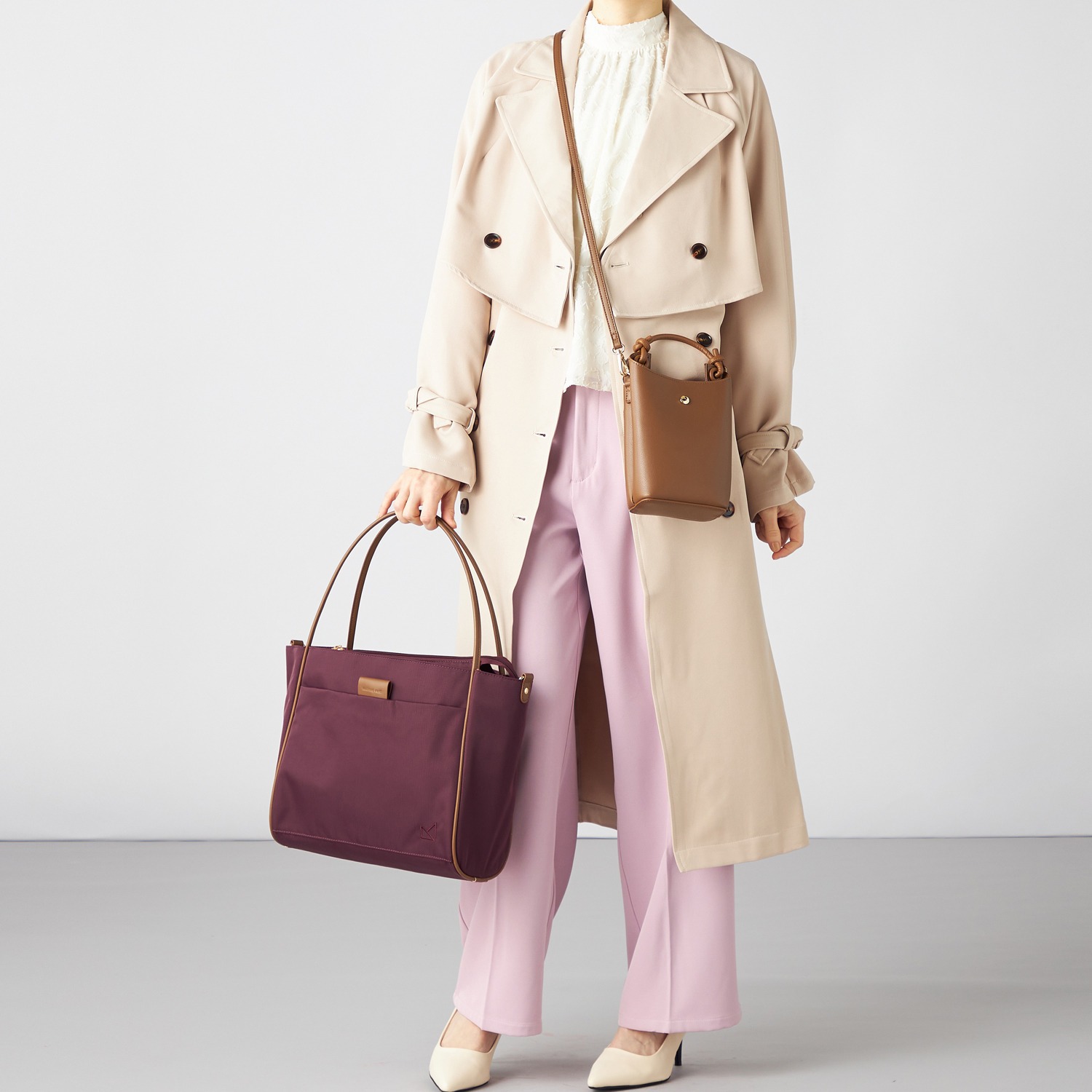 メゾンヴェール はっ水ナイロン ３層構造　軽量 ２ウェイトートバッグ＆ スマホショルダーセット