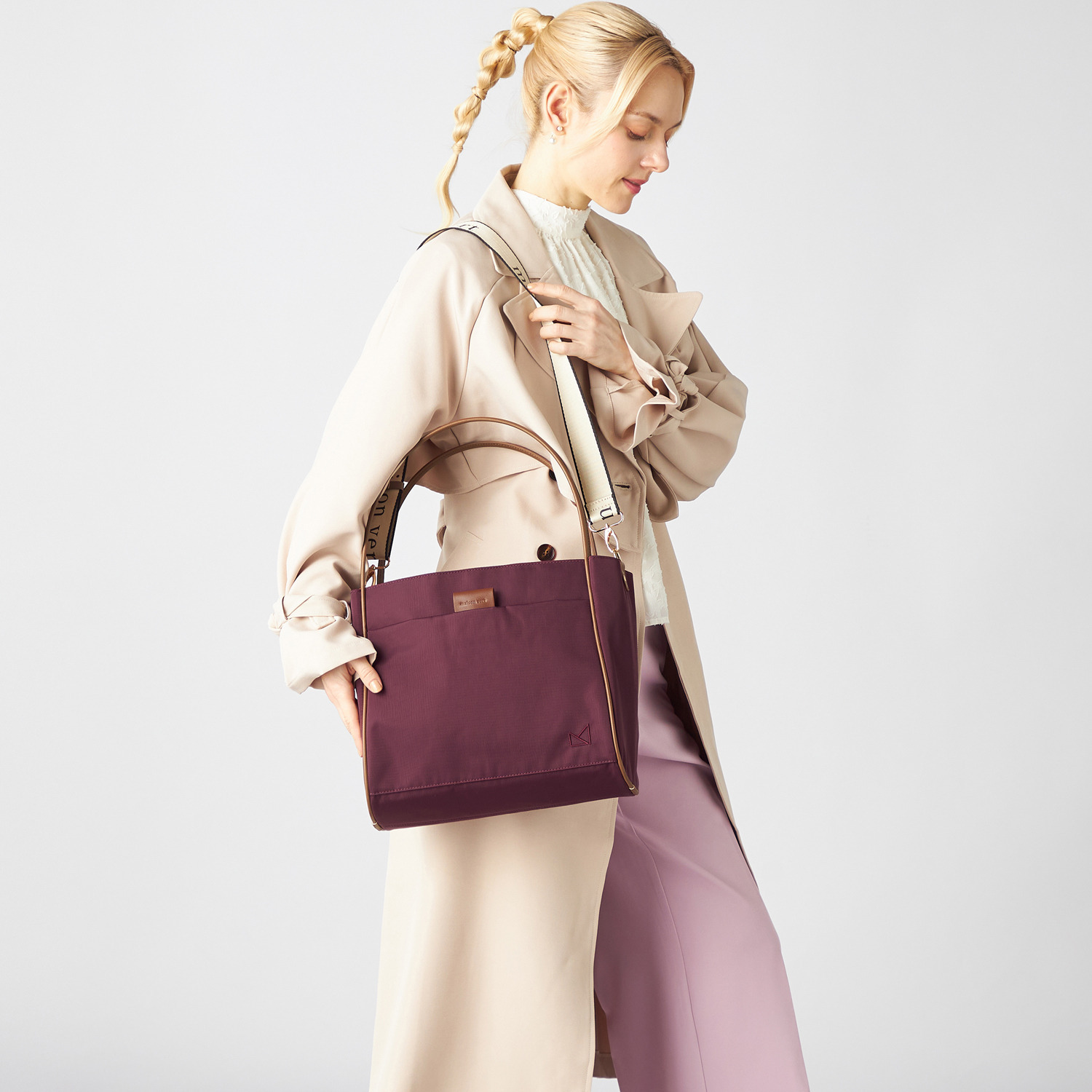 メゾンヴェール はっ水ナイロン ３層構造　軽量 ２ウェイトートバッグ＆ スマホショルダーセット