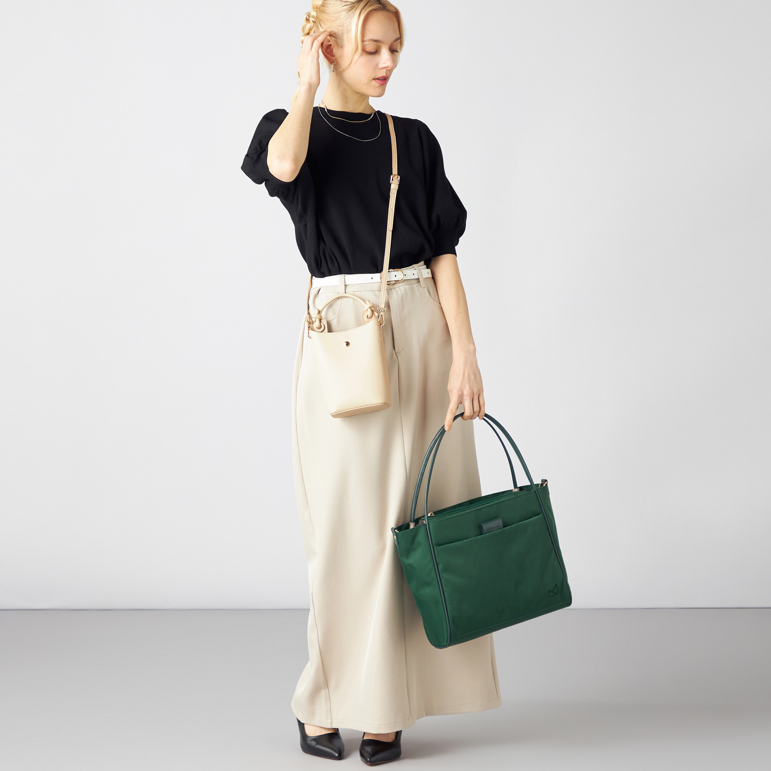 メゾンヴェール はっ水ナイロン ３層構造　軽量 ２ウェイトートバッグ＆ スマホショルダーセット