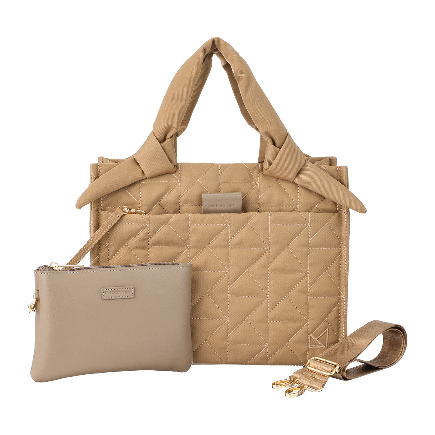 メゾンヴェール はっ水ナイロン リボンハンドル ＭＶキルティング ２ウェイトートバッグ ＜ポーチ付＞