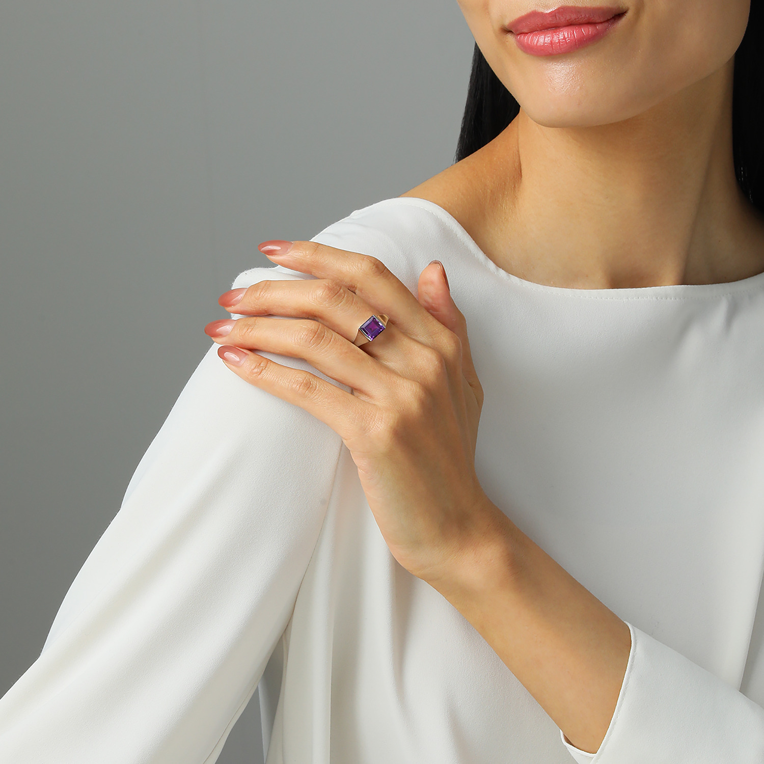 石友蔵出しコレクション シルバー アメシスト スクエアリング