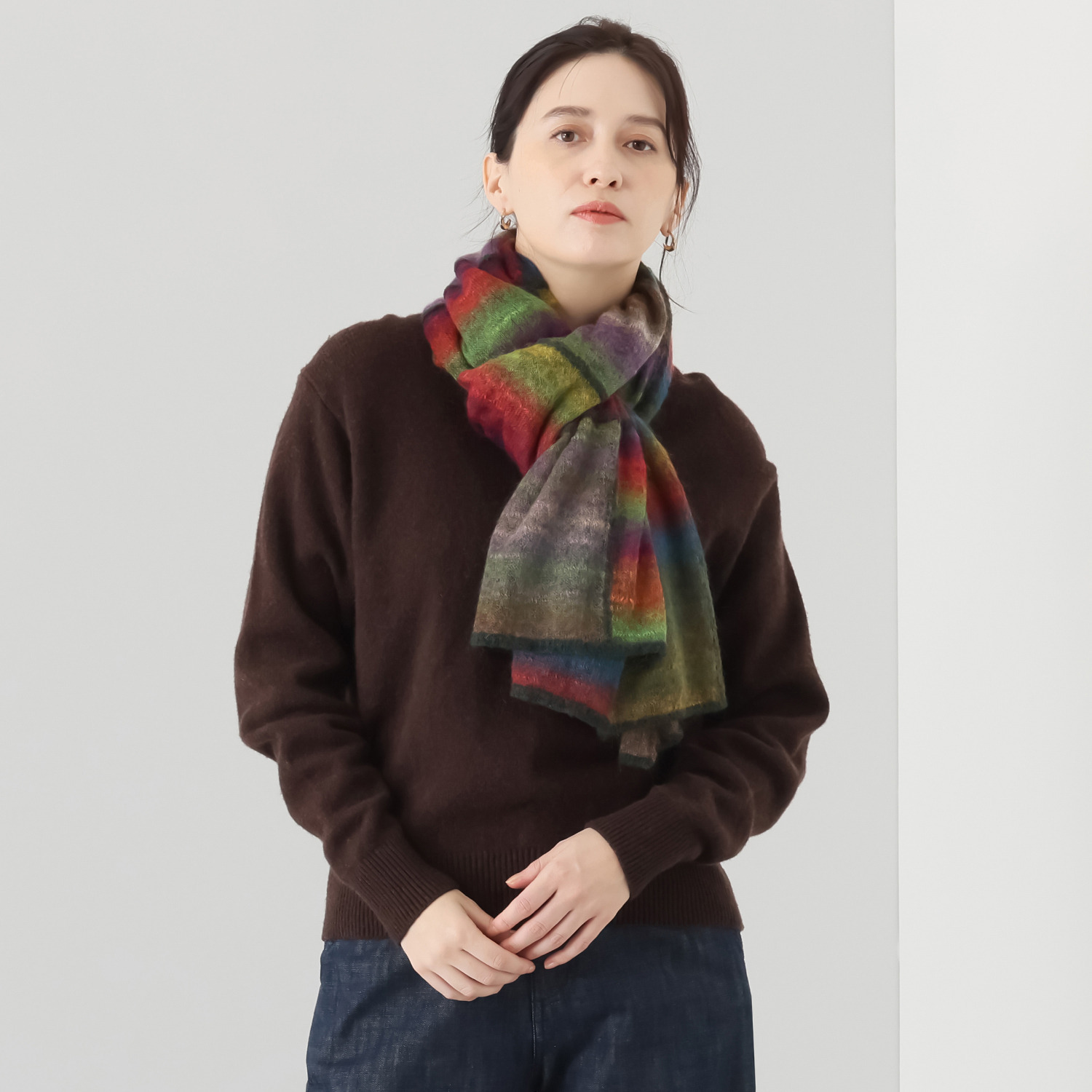 イイネス グラデーション モヘヤ混ストール