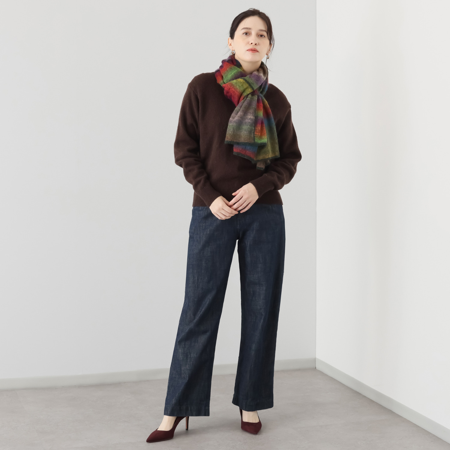 イイネス グラデーション モヘヤ混ストール