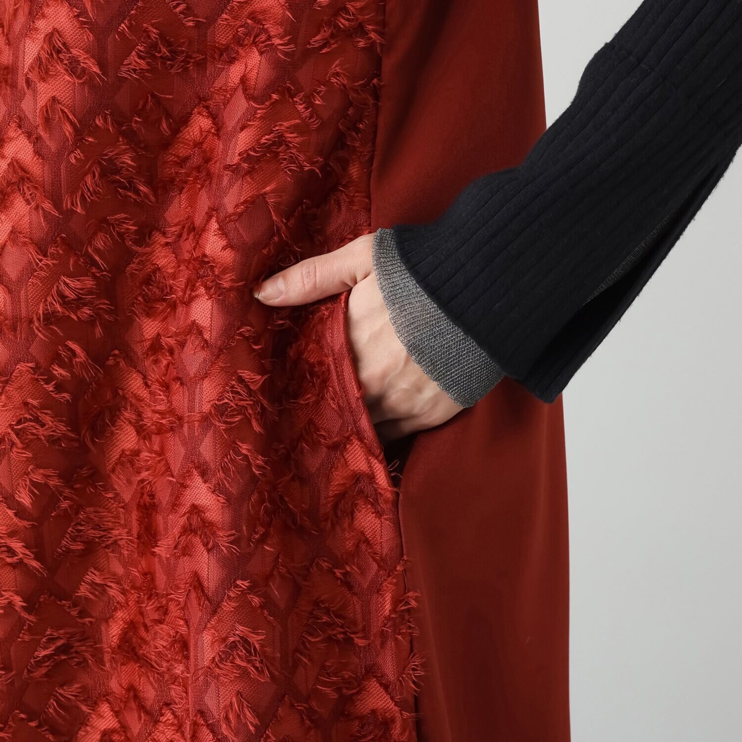 コモエリークローゼット 異素材でメリハリ ジャンパードレス