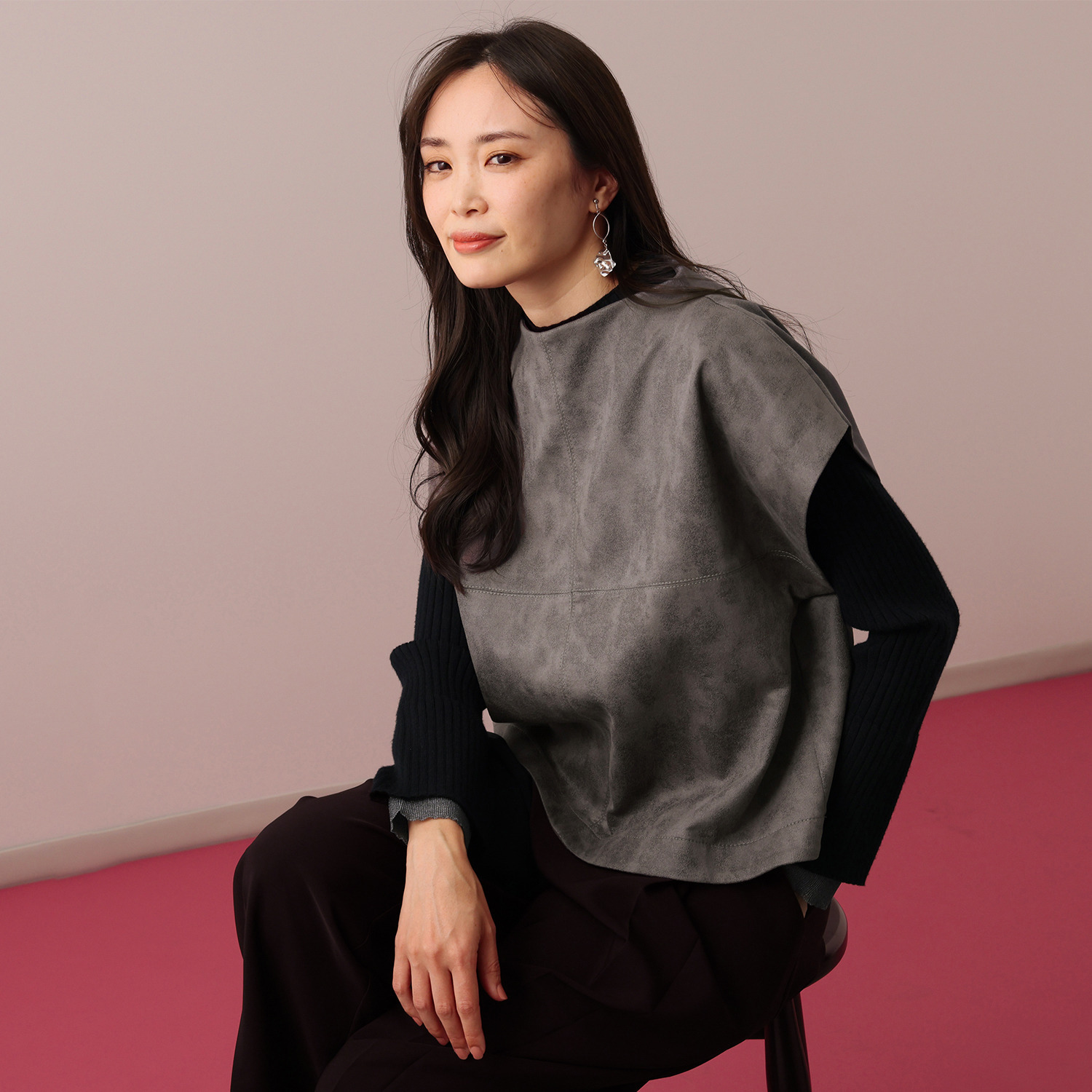 コモエリークローゼット スクエア レイヤートップス