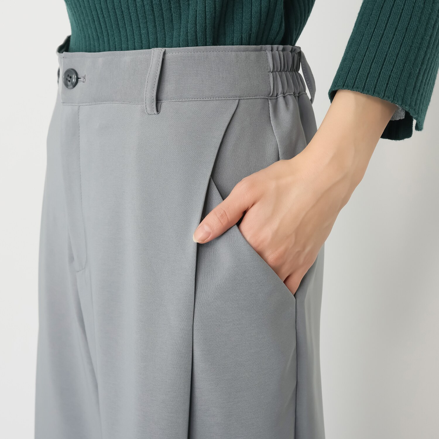 コモエリークローゼット ダイアゴナル タックパンツ