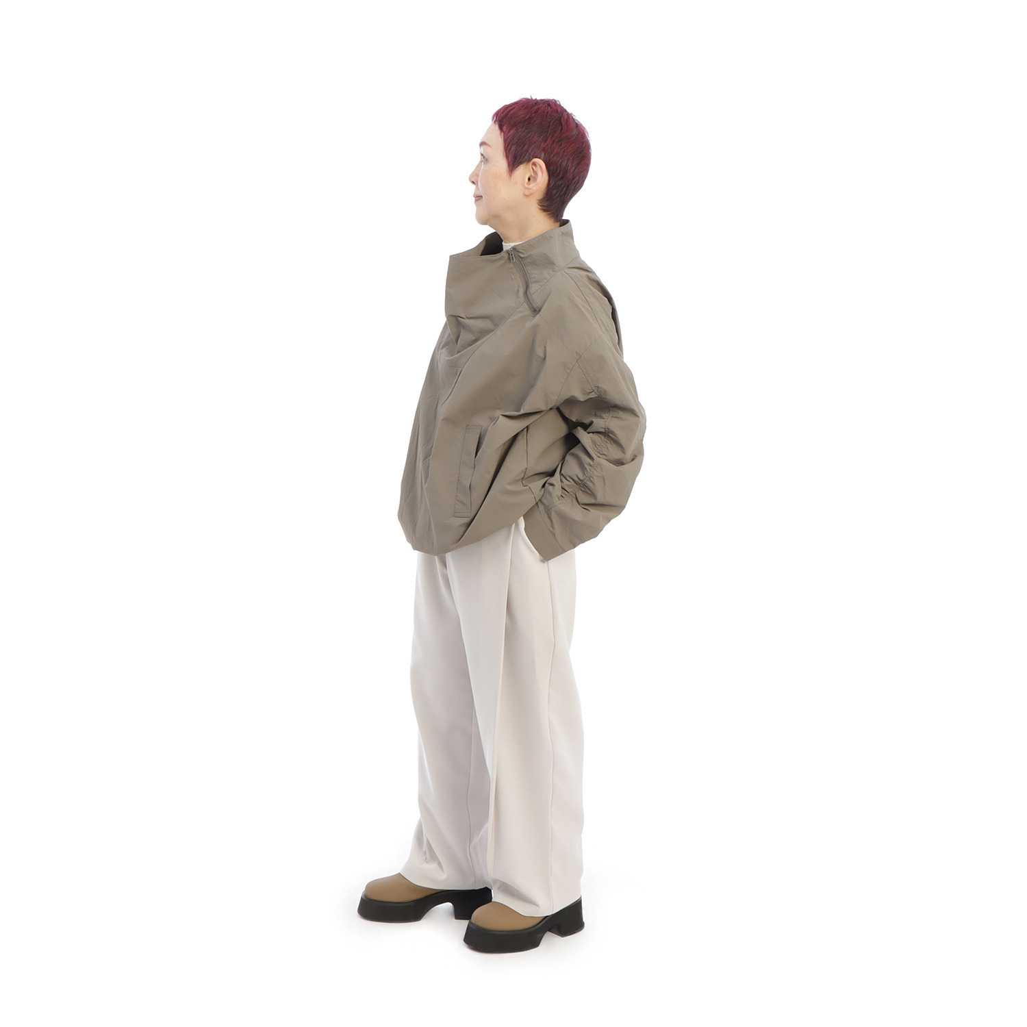 コモエリークローゼット ダイアゴナル タックパンツ