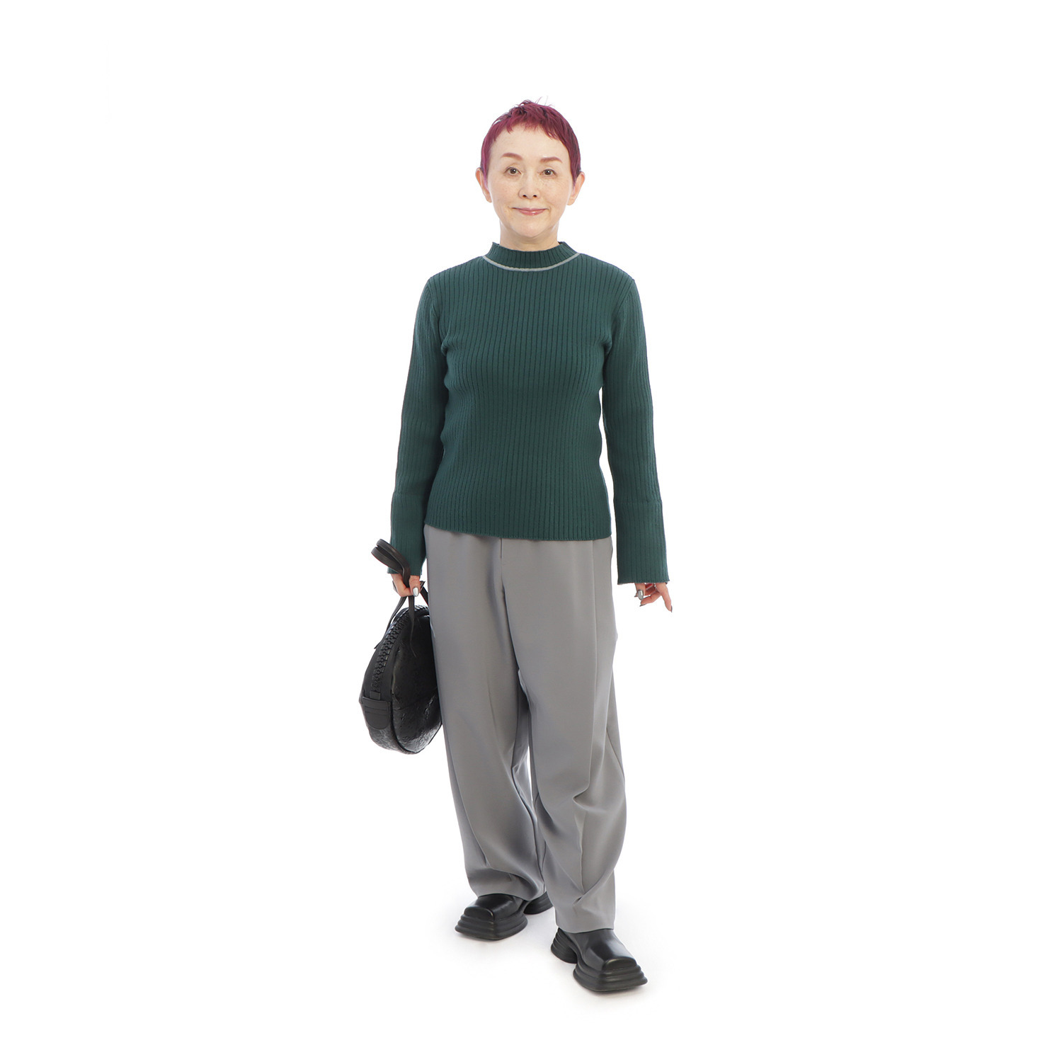 コモエリークローゼット ダイアゴナル タックパンツ