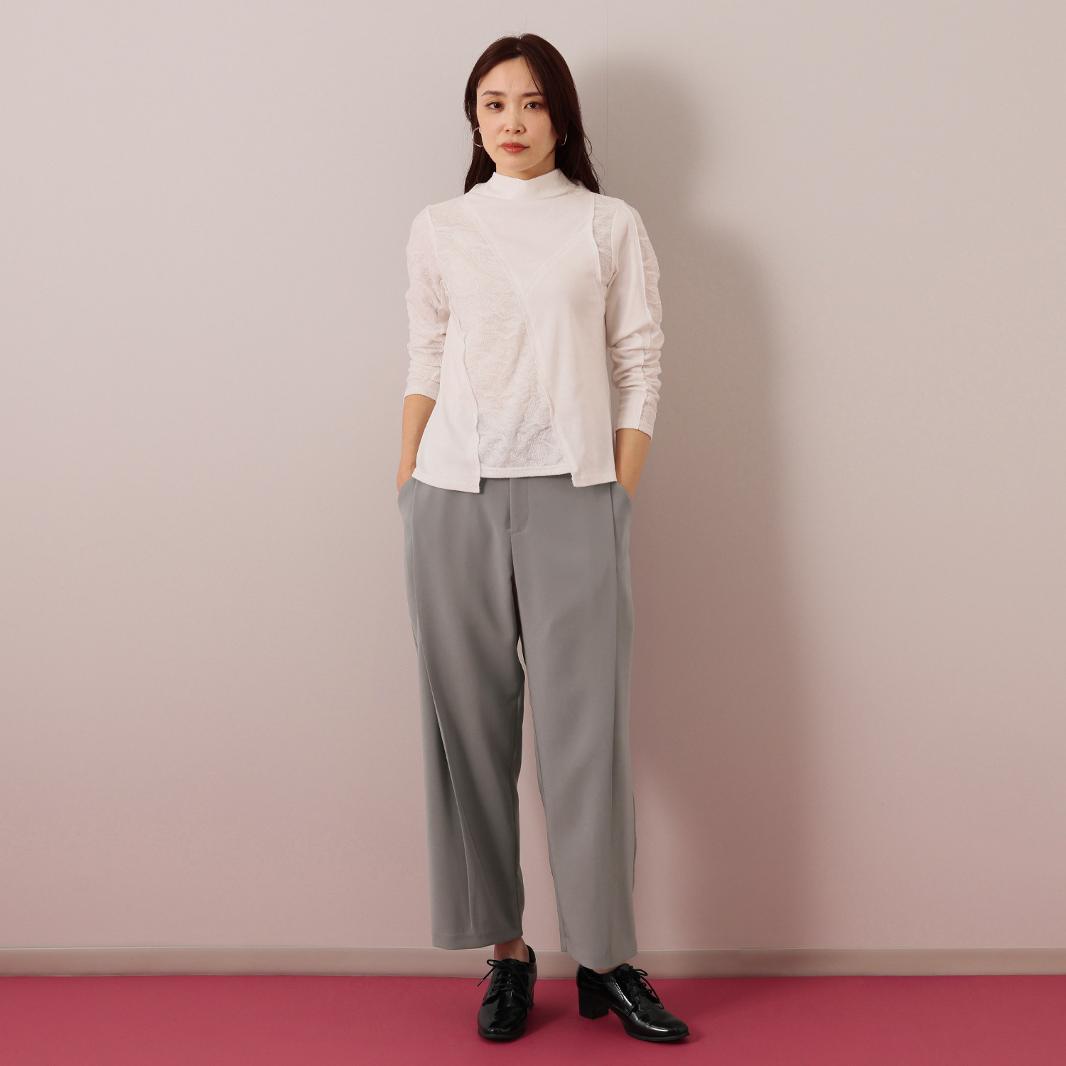 コモエリークローゼット ダイアゴナル タックパンツ