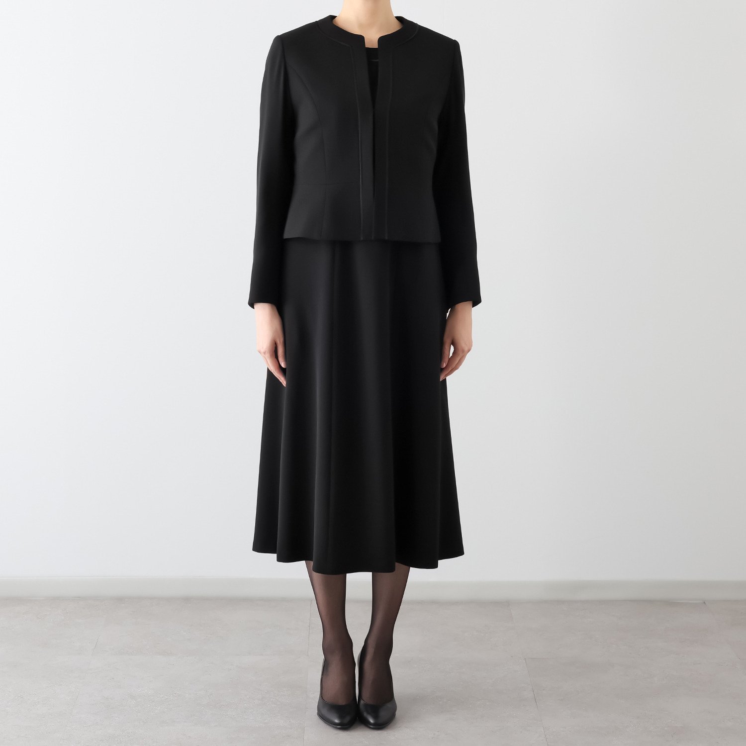 ニュイ ブラックフォーマル 洗濯機で洗える ロング丈アンサンブル 着丈：１１８〜１２０ｃｍ