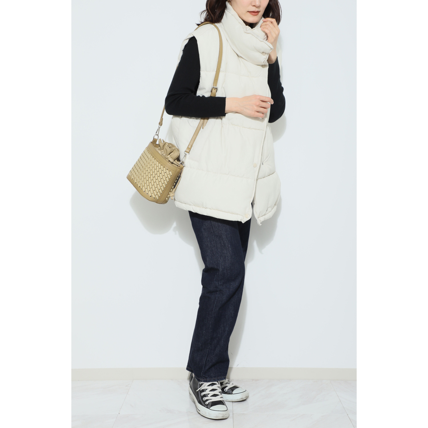 トーチ 編み込みデザイン ドローストリングバッグ