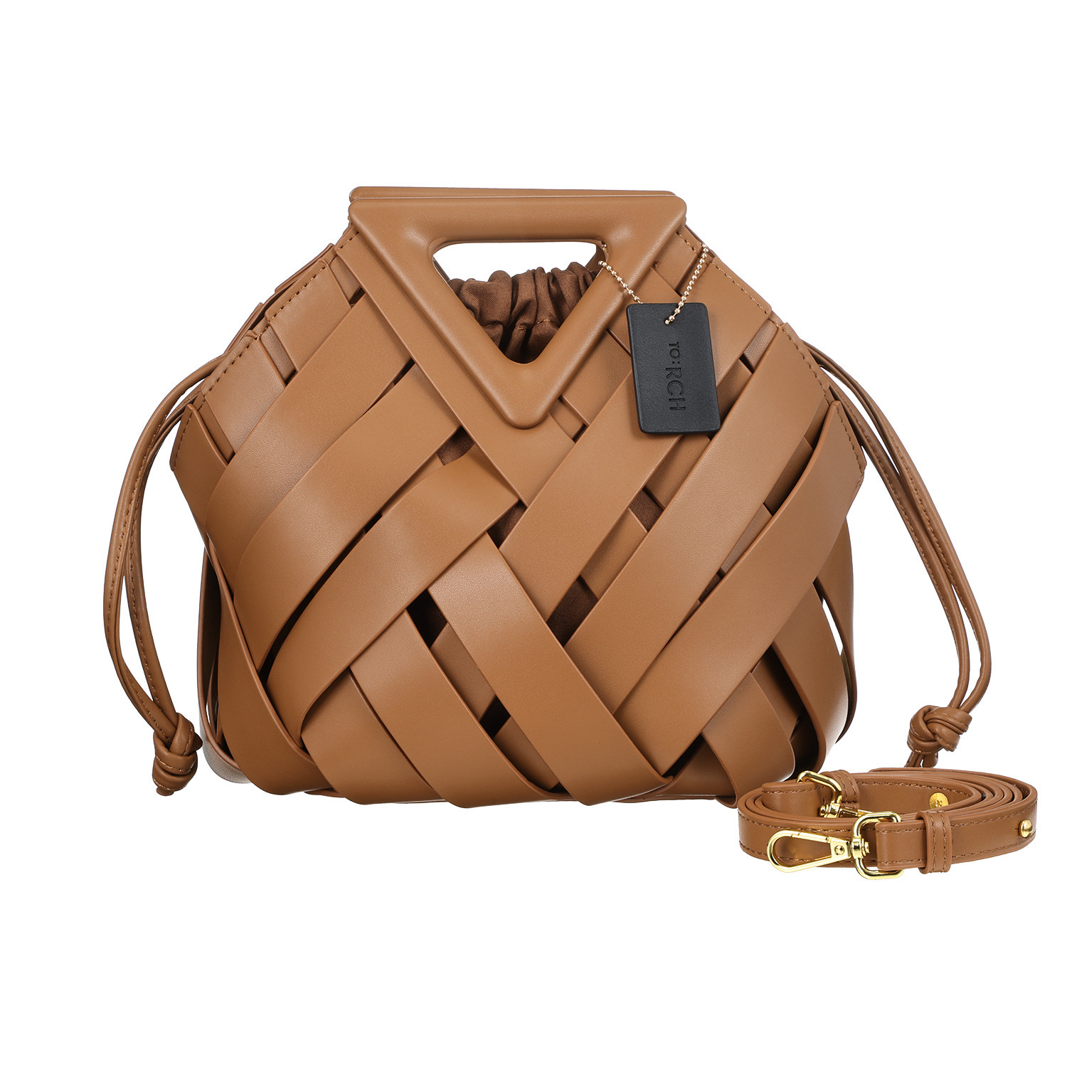 トーチ 三角ハンドル 編み込みデザイン バッグ