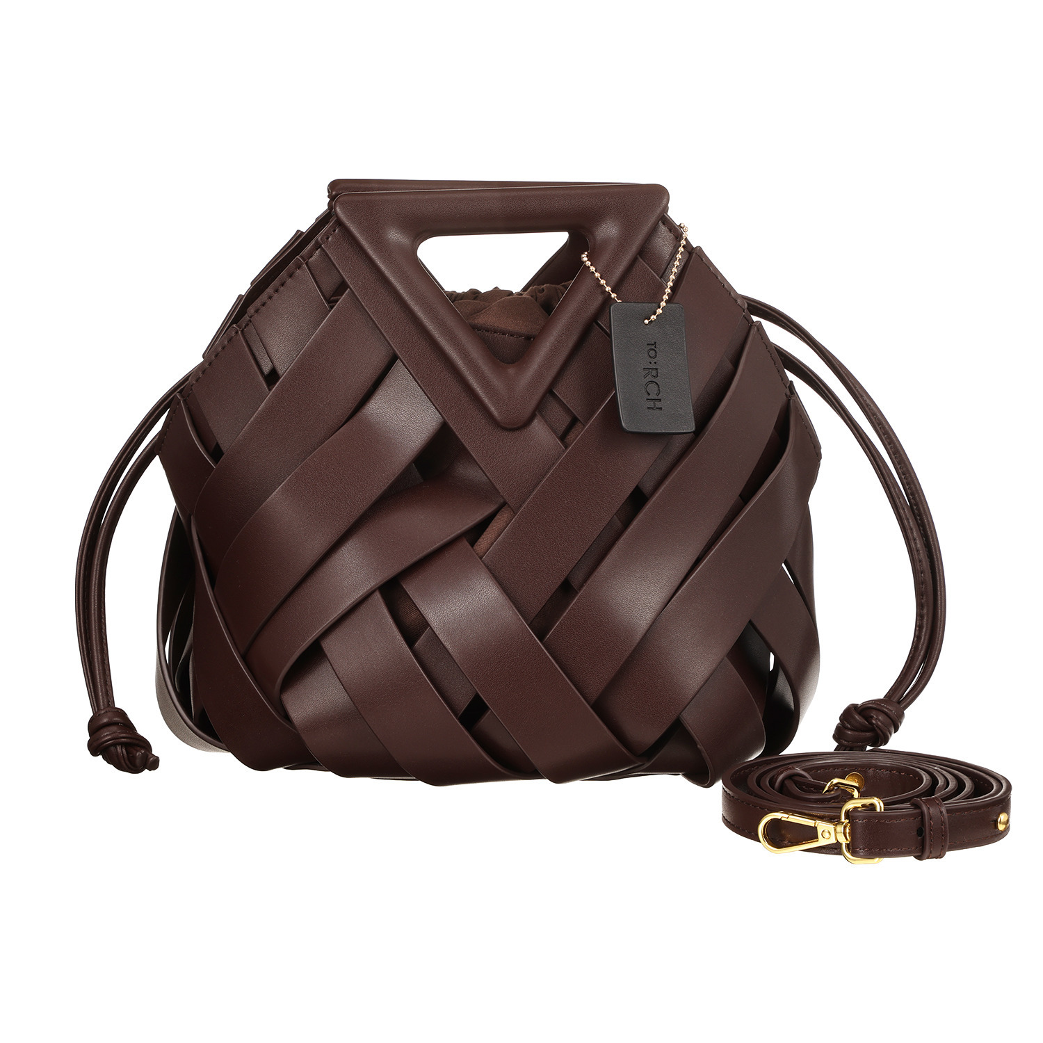 トーチ 三角ハンドル 編み込みデザイン バッグ