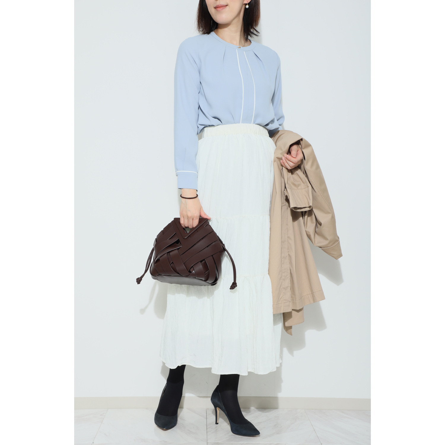 トーチ 三角ハンドル 編み込みデザイン バッグ