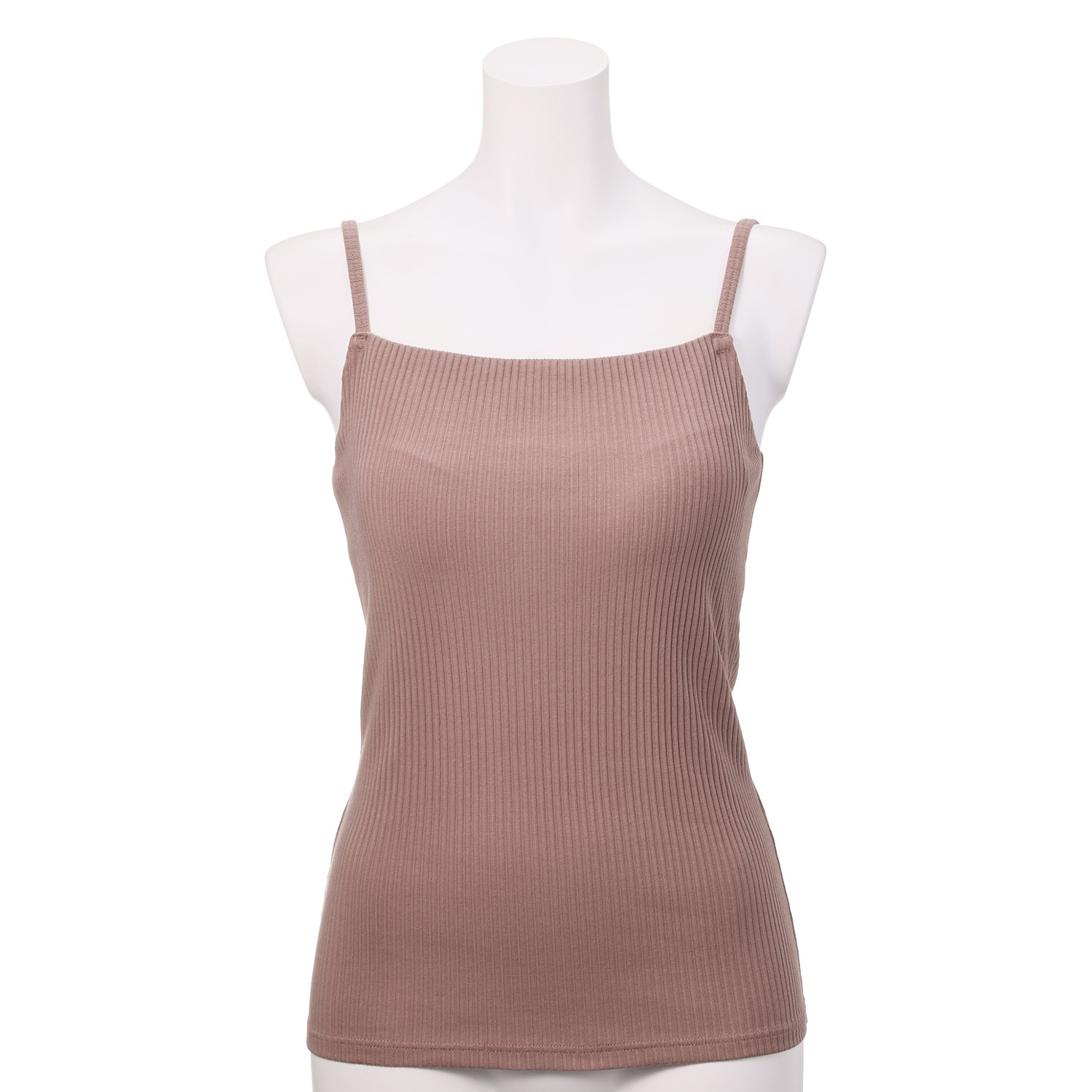 プラスケー コットンブレンド ストレートネック カップ付リブキャミソール ２枚セット