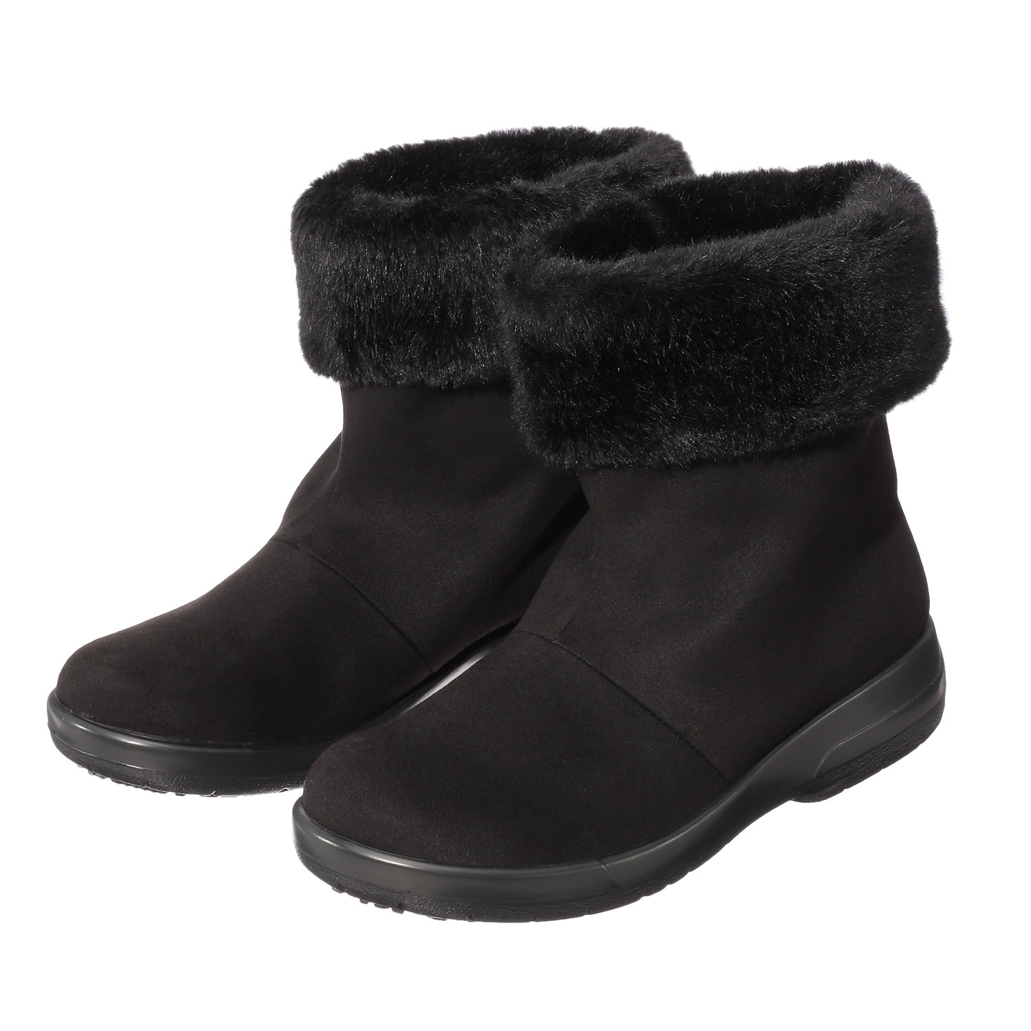 トップドライ スエード調 ファー付ショートブーツ