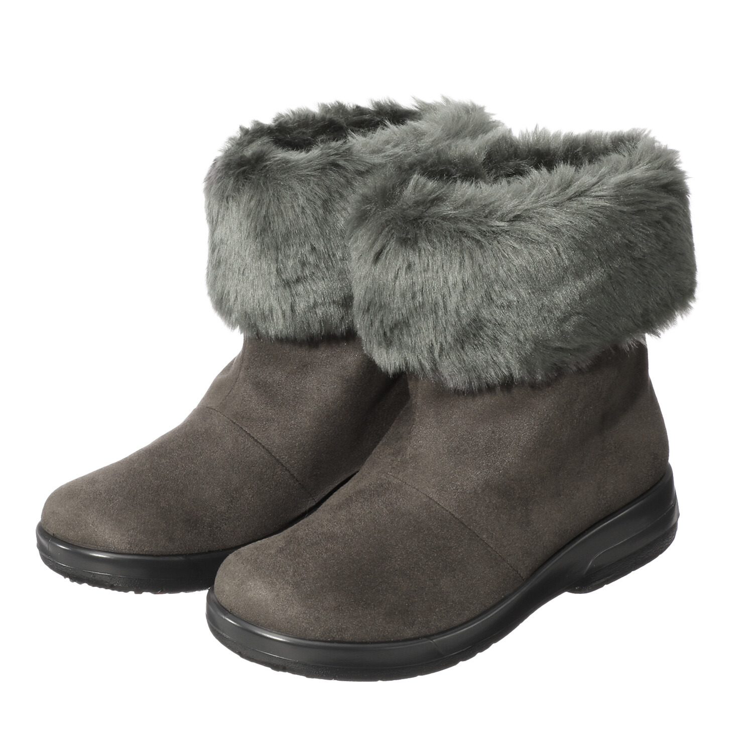 トップドライ スエード調 ファー付ショートブーツ