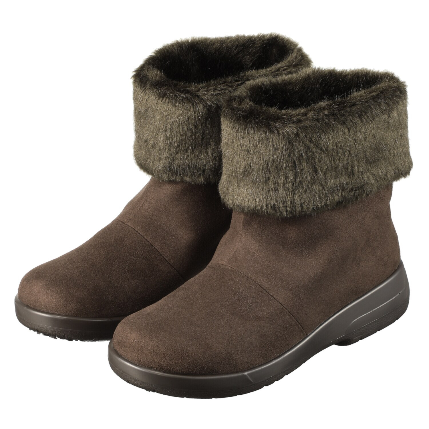 トップドライ スエード調 ファー付ショートブーツ