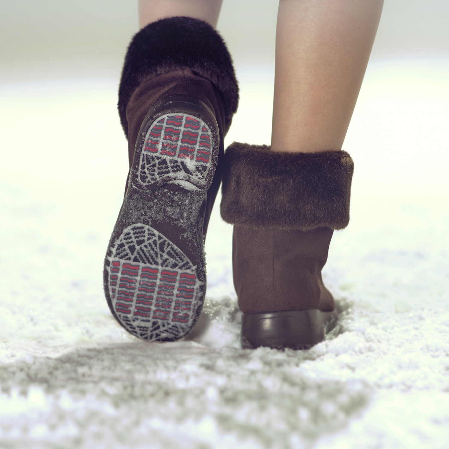 トップドライ スエード調 ファー付ショートブーツ