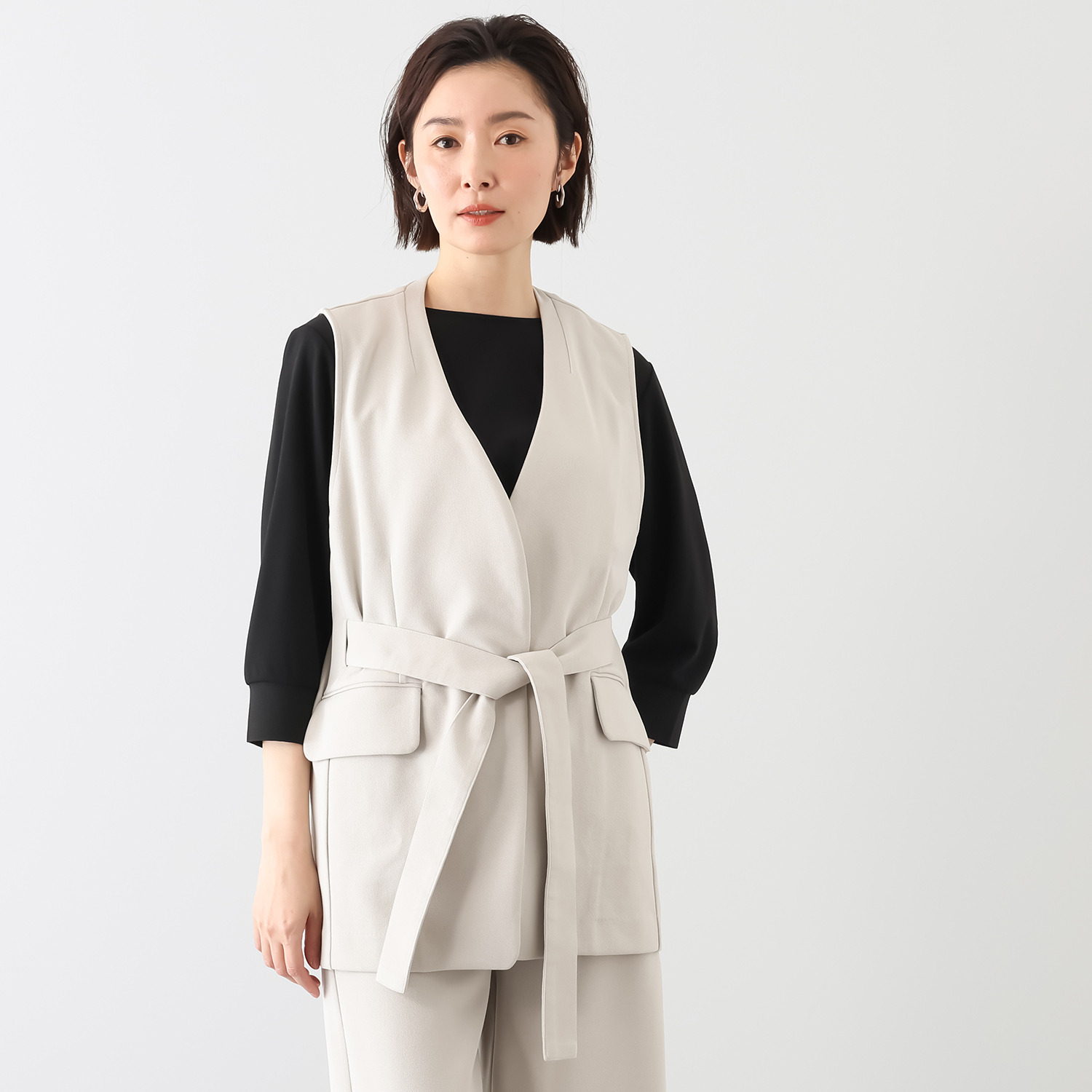 エアリーフェアリー ストレッチカルゼ 着回しスタイルアップジレ