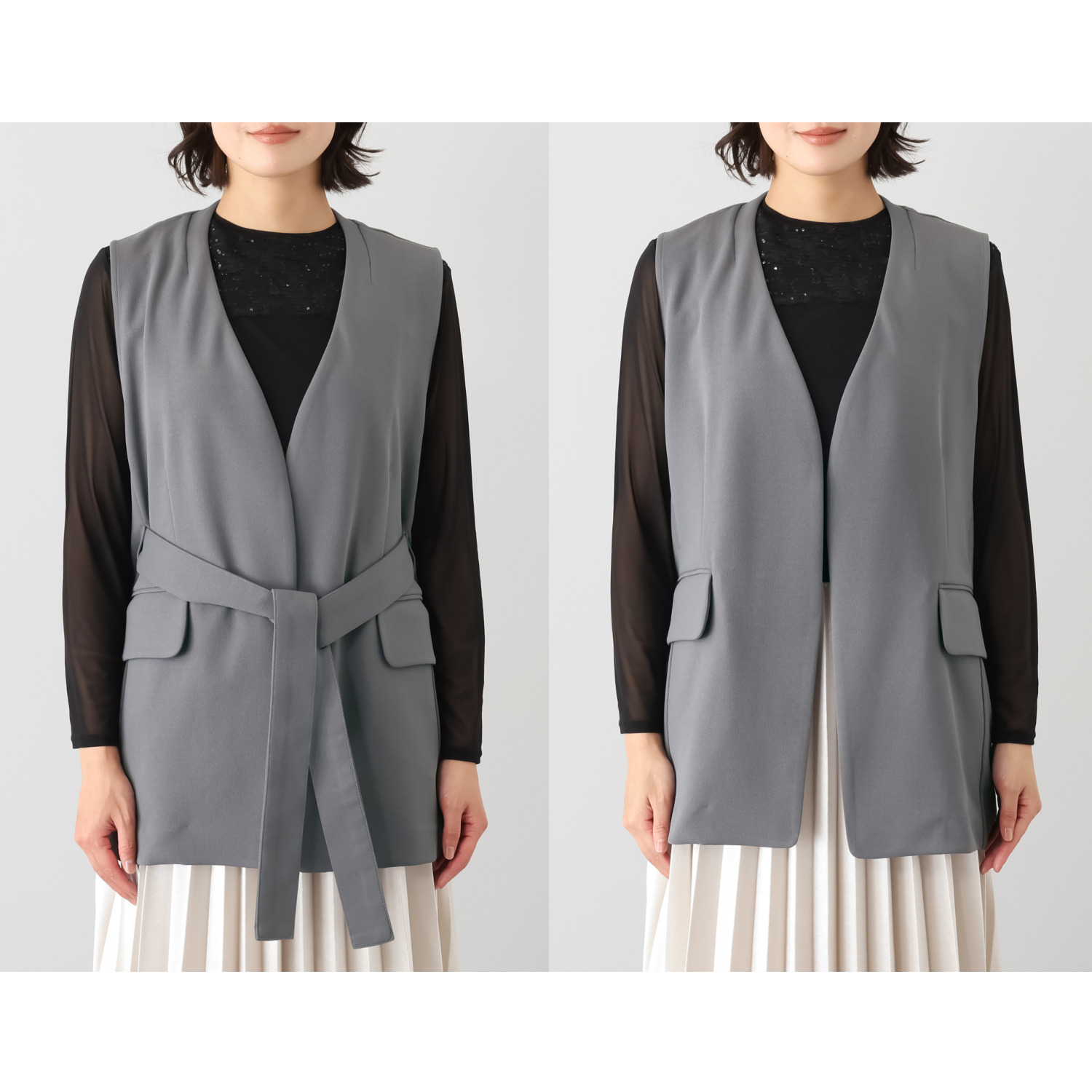 エアリーフェアリー ストレッチカルゼ 着回しスタイルアップジレ