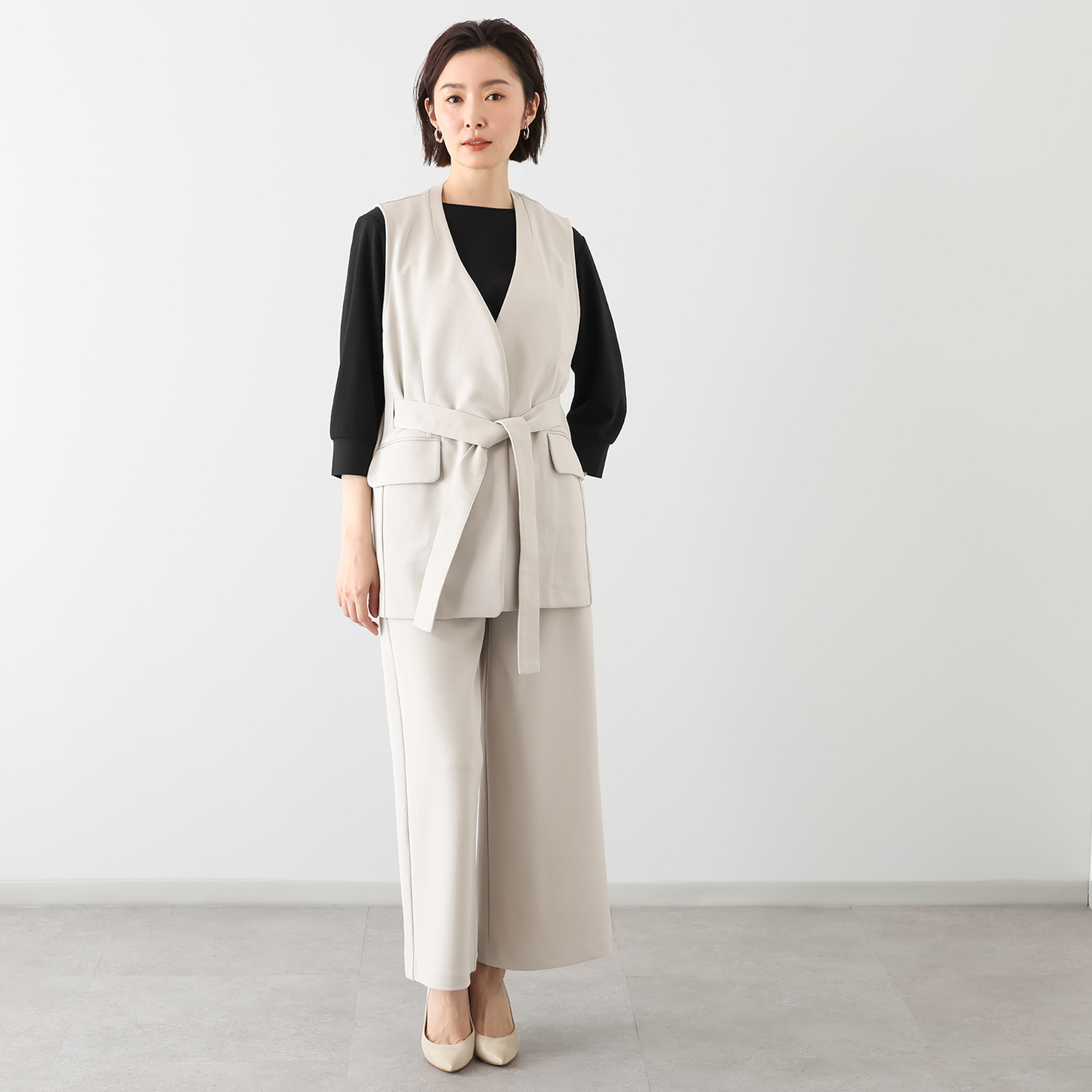 エアリーフェアリー ストレッチカルゼ 着回しスタイルアップジレ