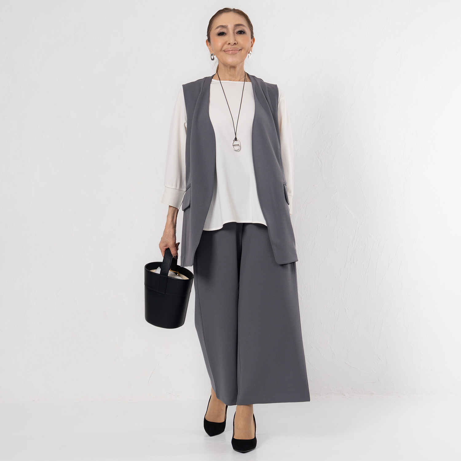 エアリーフェアリー ストレッチカルゼ 着回しスタイルアップジレ