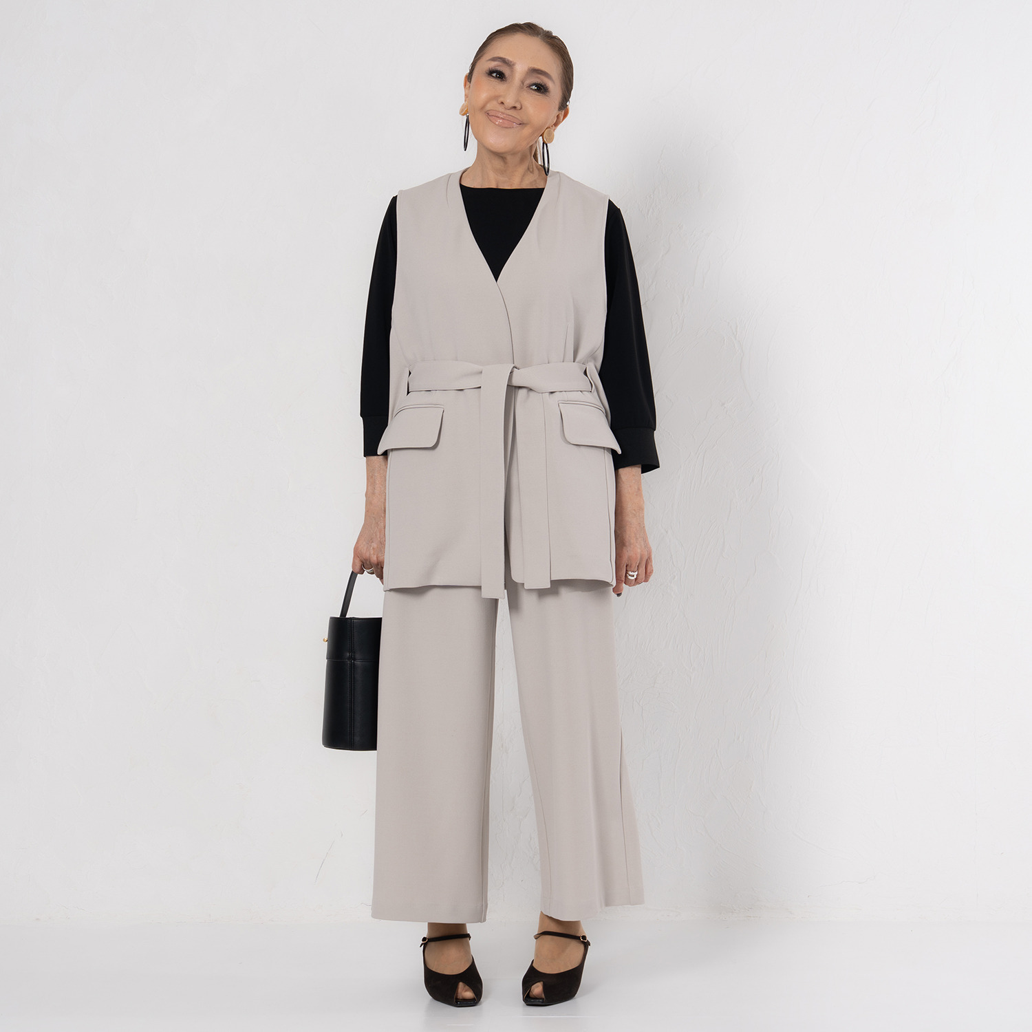 エアリーフェアリー ストレッチカルゼ 着回しスタイルアップジレ