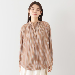 エアリーフェアリー ミニ襟 タックデザイン ストライプシャツ