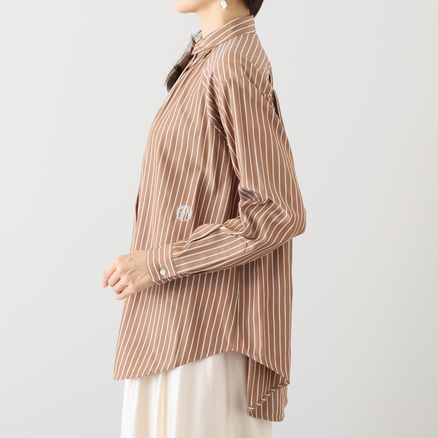 エアリーフェアリー ミニ襟 タックデザイン ストライプシャツ