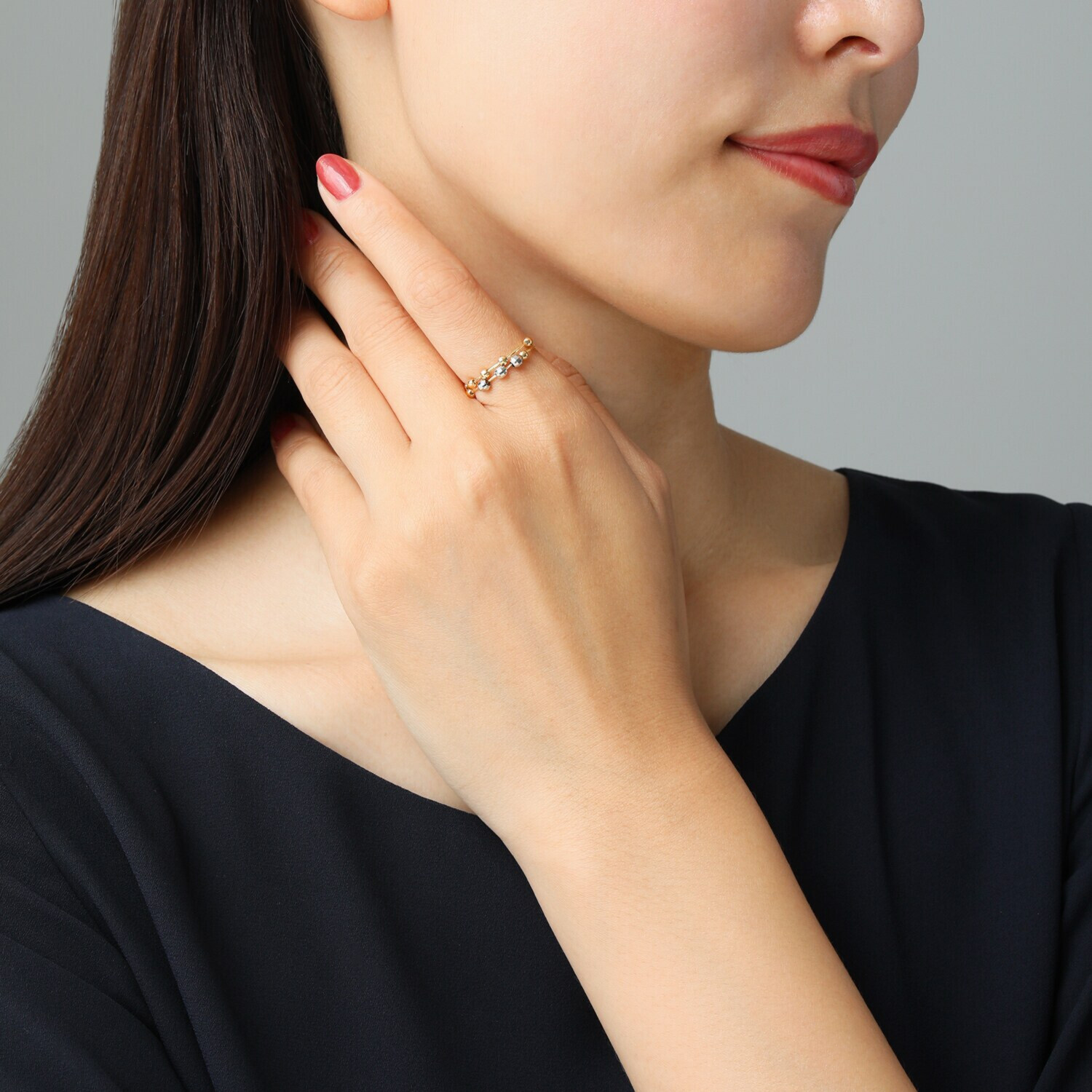 オーサムジュエリー １８Ｋ＆プラチナ９５０ スターライトボール フレキシブルリング