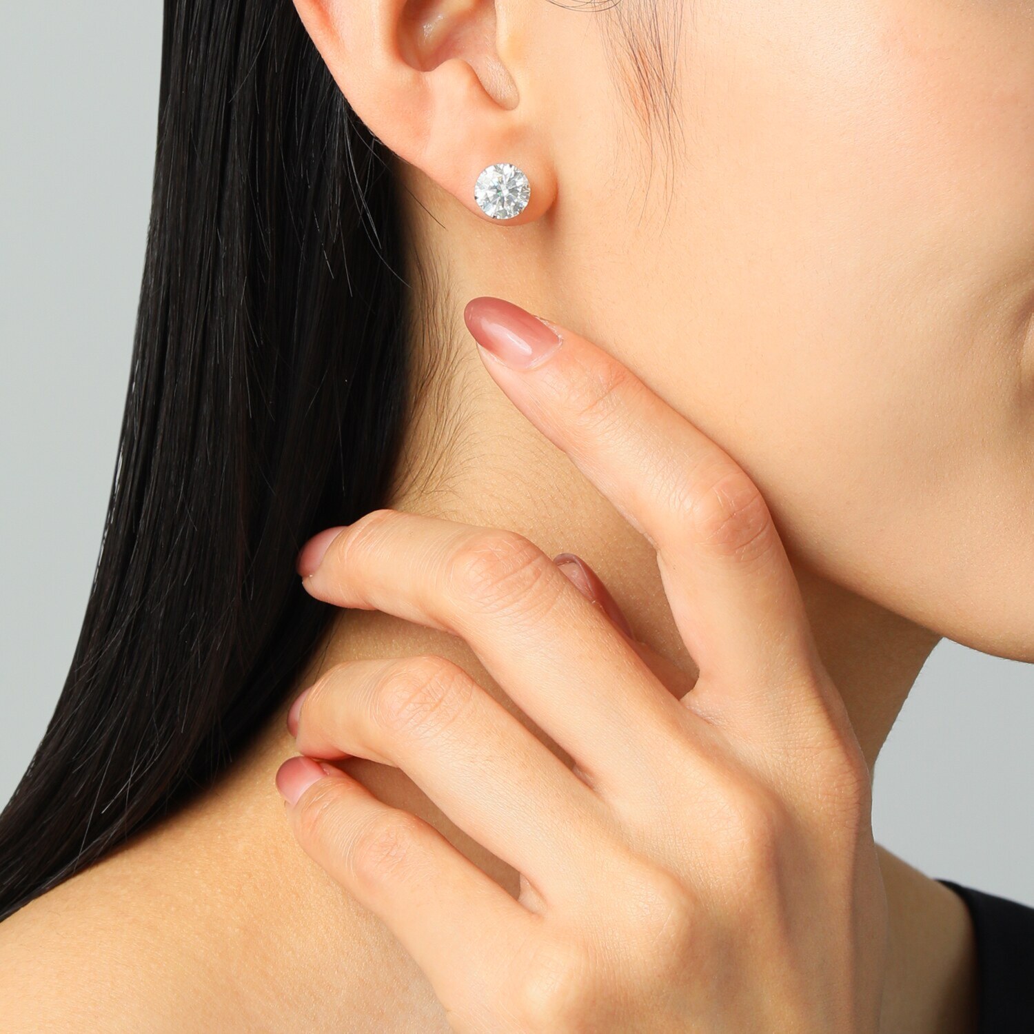 ギフトフロムニューヨーク プラチナ９５０ モアサナイト ソリティア ピアス ＜ラージ＞