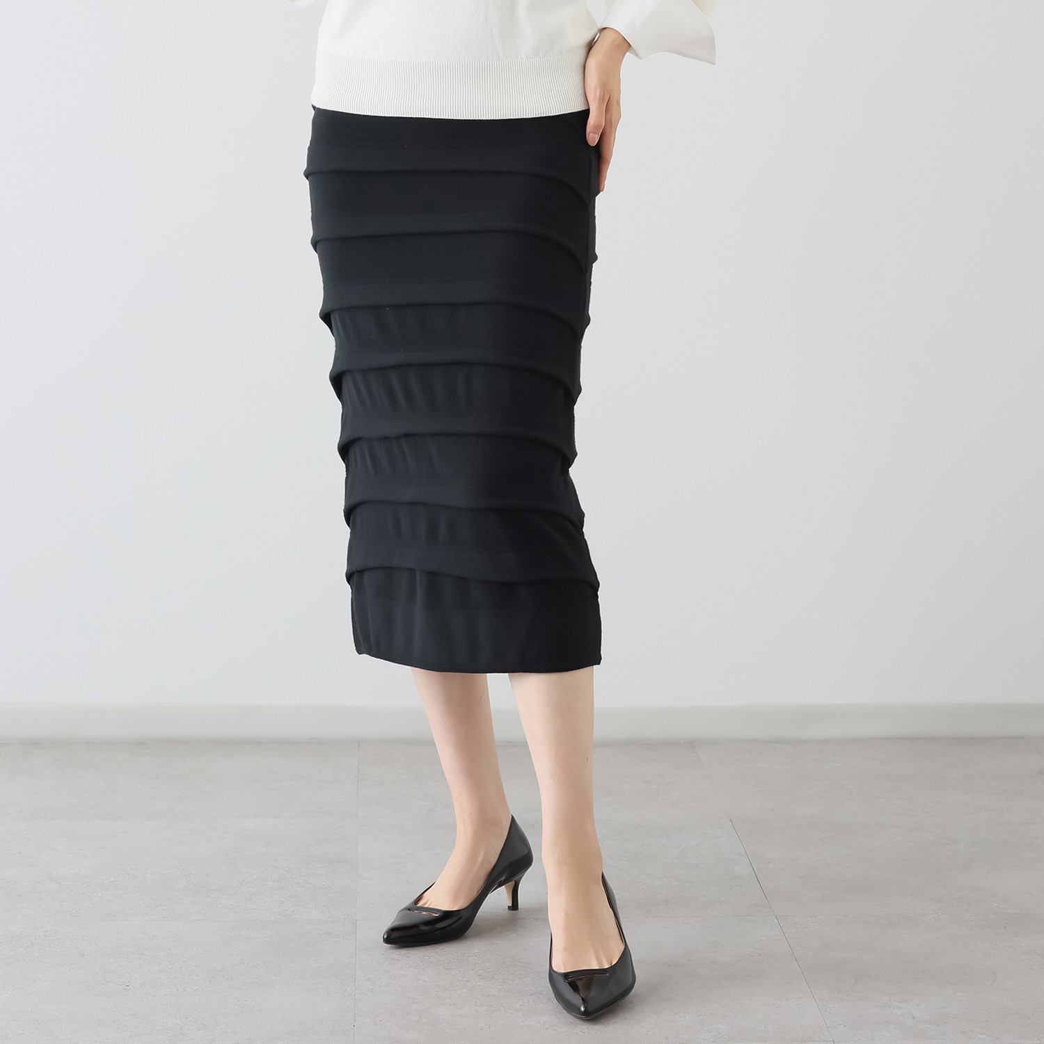 マダムヒロコ ティアードフリル ニットスカート