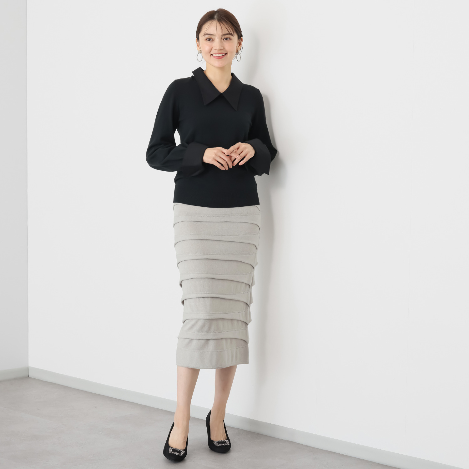 マダムヒロコ ティアードフリル ニットスカート