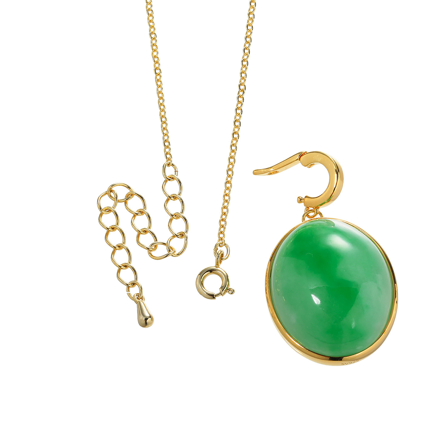 グランシフォレ 翡翠 オーバルカボション ペンダント