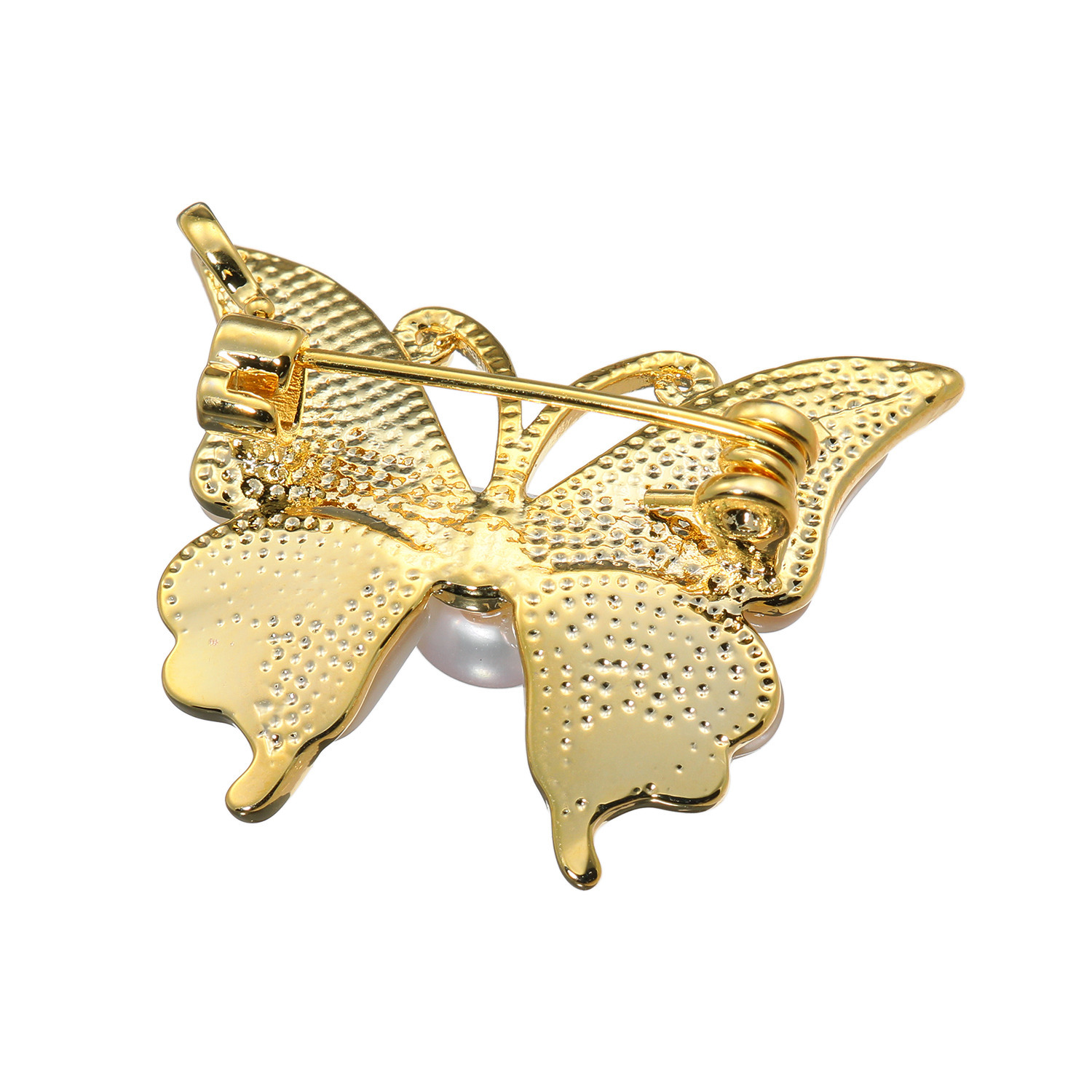 グランシフォレ 淡水パール＆ シェル バタフライモティーフ ブローチ