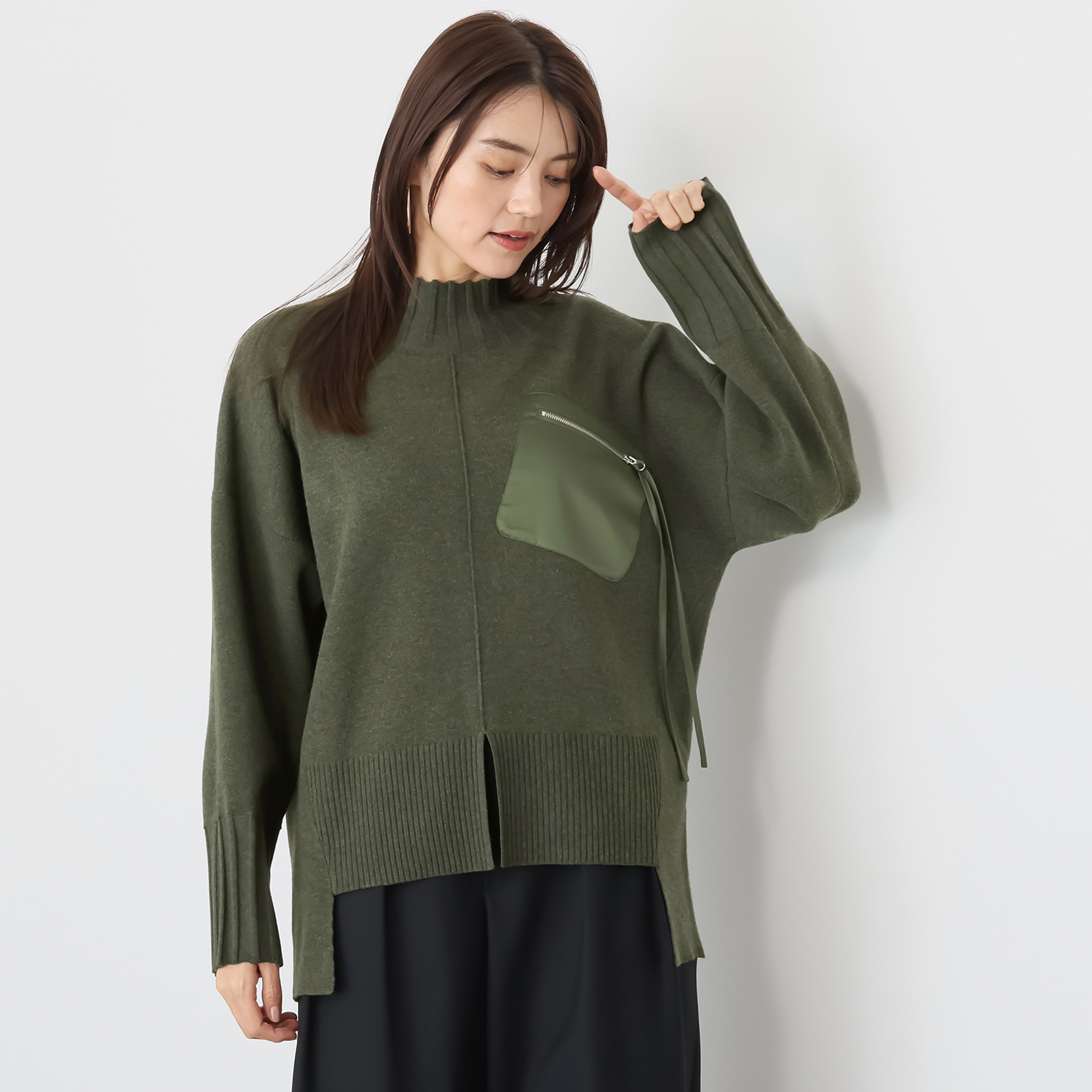 エイティーエイト ディグリー 胸ポケットアクセント ニットプルオーバー