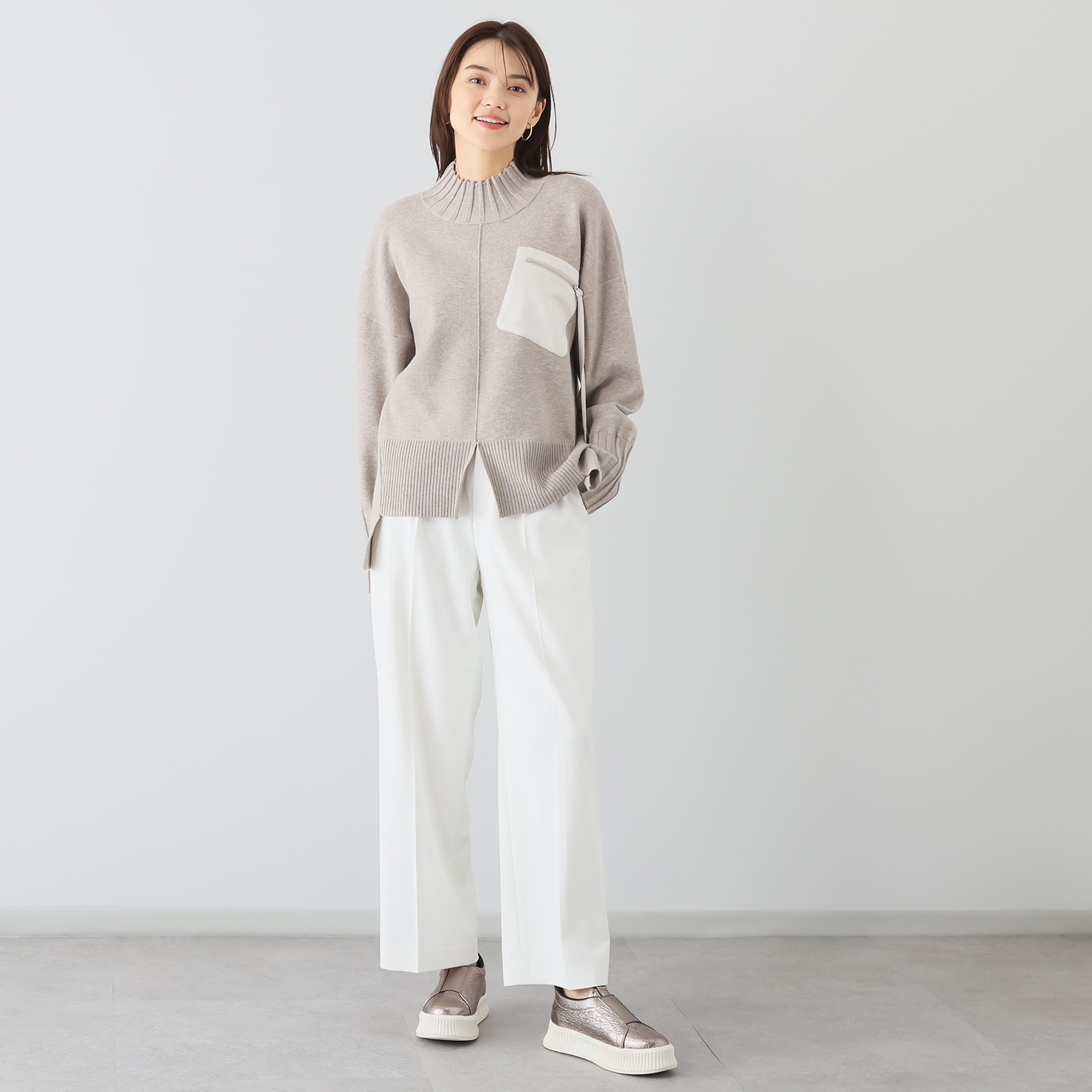 エイティーエイト ディグリー 胸ポケットアクセント ニットプルオーバー