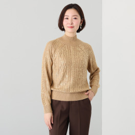 キョウコ　ヒガ 箔プリント ケーブルニット